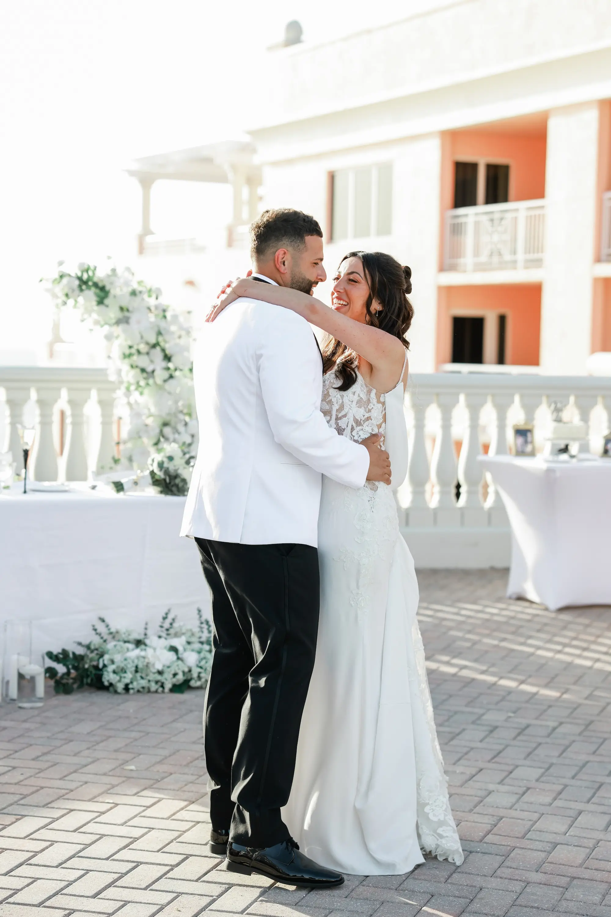 Bride and Groom First Dance Wedding Portrait | Waterfront Wedding Venue Hyatt Regency Clearwater Beach | St Pete Photographer Lifelong Photography Studio