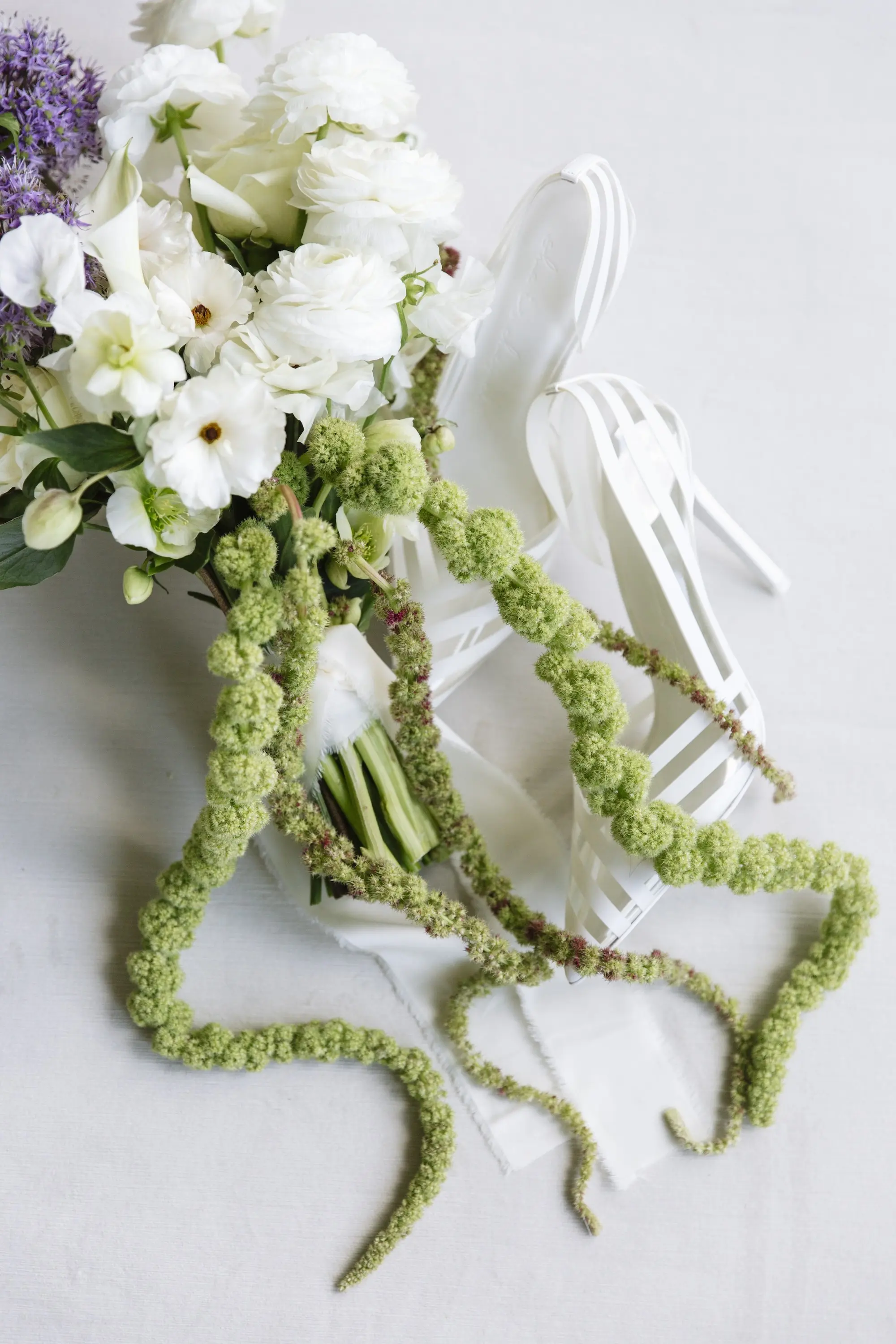 White, Green, and Purple Bridal Wedding Bouquet Inspiration