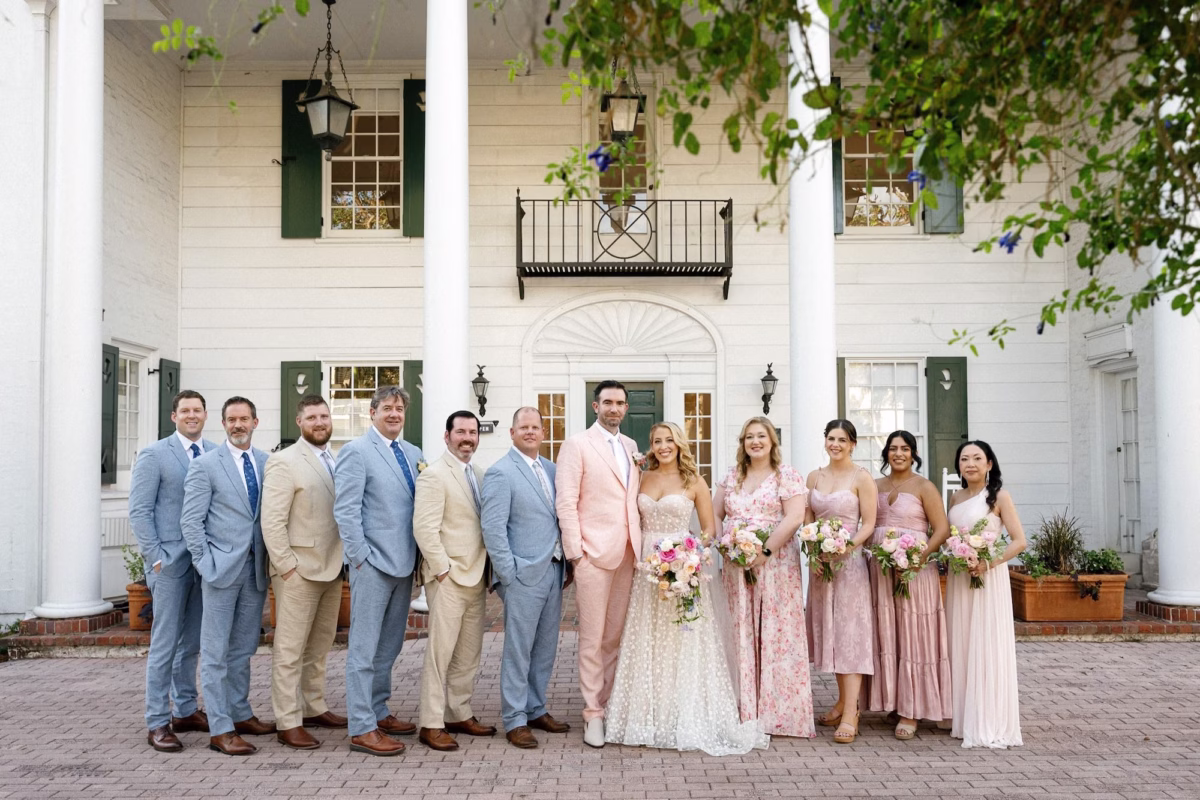 Bride and Groom with Wedding Party Portrait