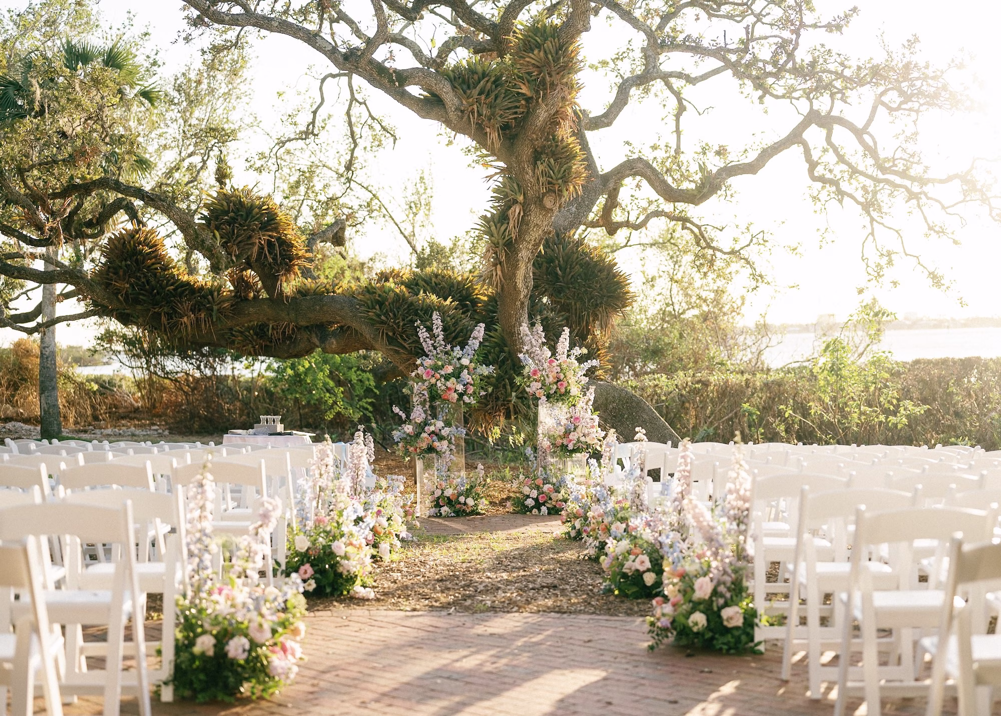 Whimsical Romantic Pastel Wedding Ceremony Decor Inspiration | Sarasota Event Venue Marie Selby Botanical Gardens