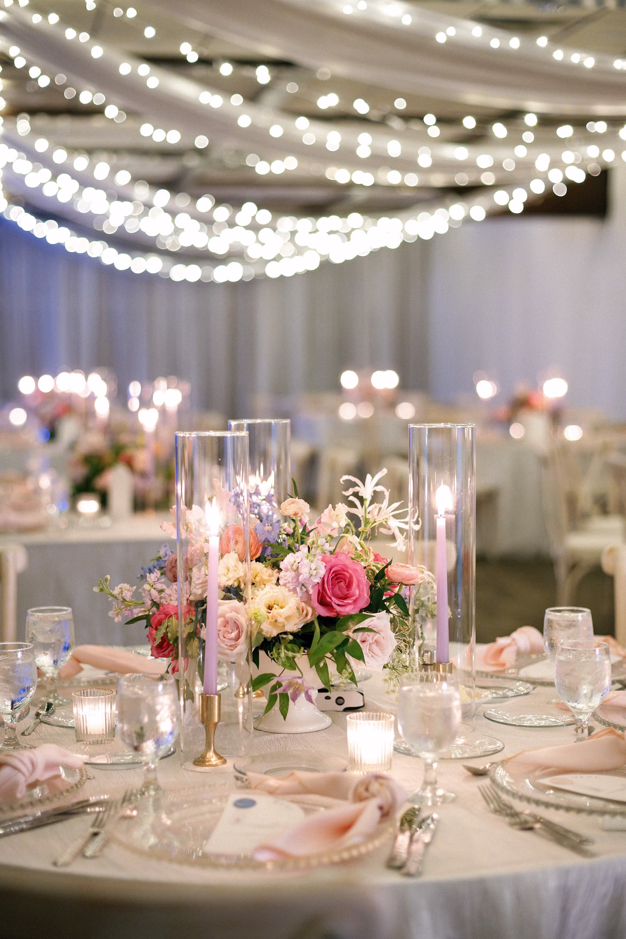 Whimsical Romantic Pastel Wedding Reception Centerpiece Decor Inspiration