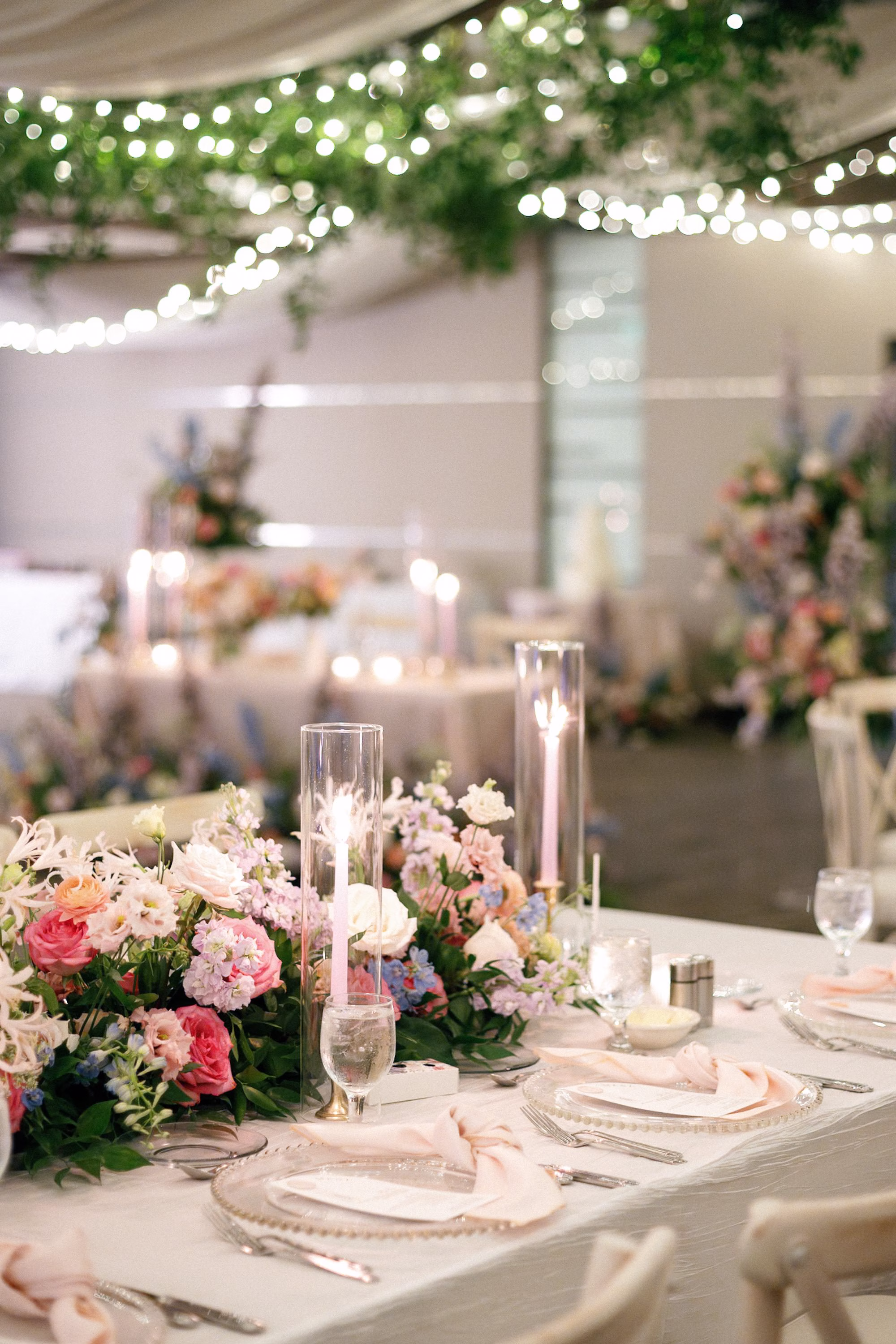 Whimsical Romantic Pastel Wedding Reception Centerpiece Decor Inspiration