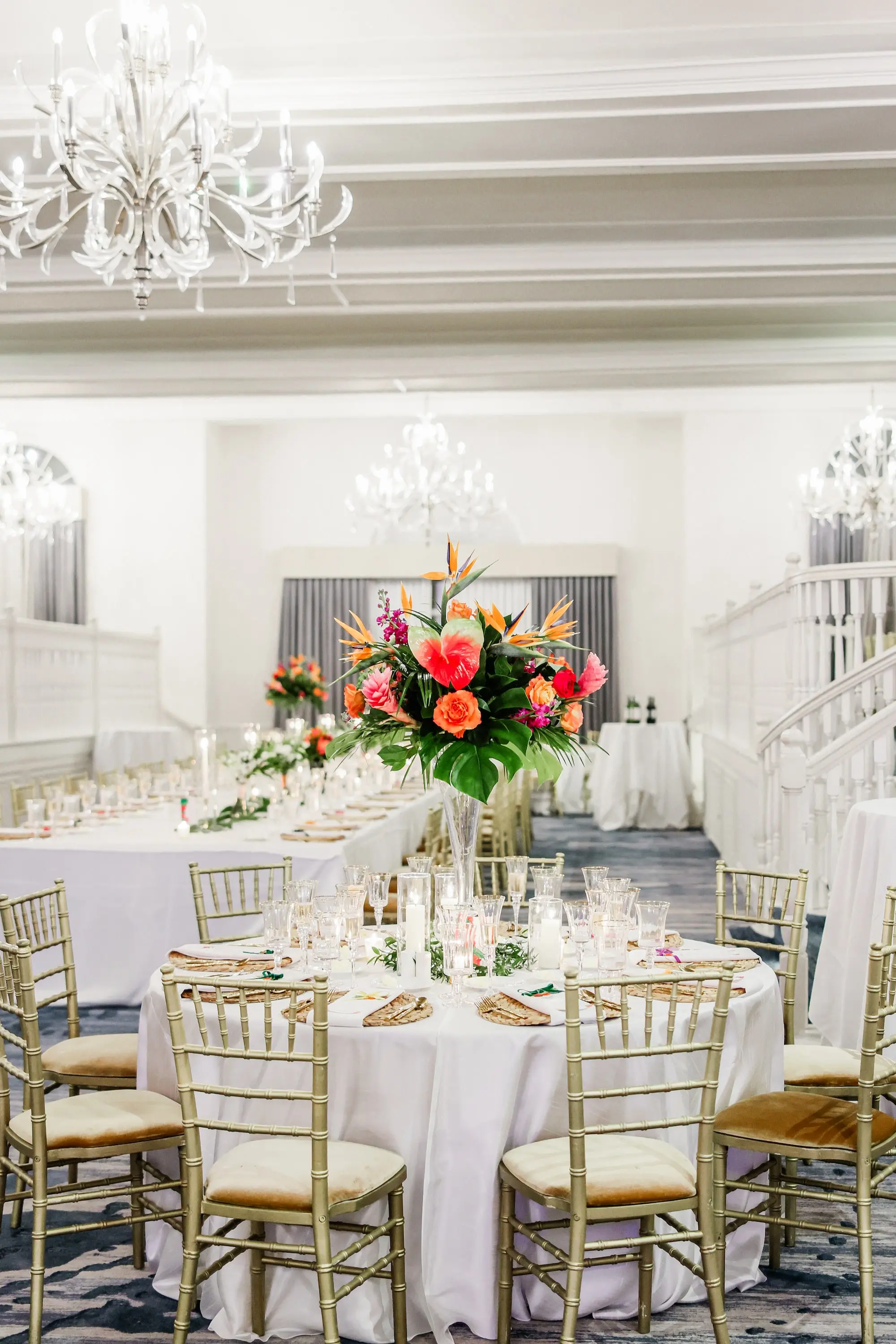 40Luxurious Vibrant Tropical Florida Wedding - Vibrant, Tropical St. Pete Beach Wedding | The Don CeSar Luxurious Vibrant Tropical Florida Wedding Reception Centerpiece Decor Ideas | St Pete Florist Beneva Flowers | Tampa Bay Kate Ryan Event Rentals