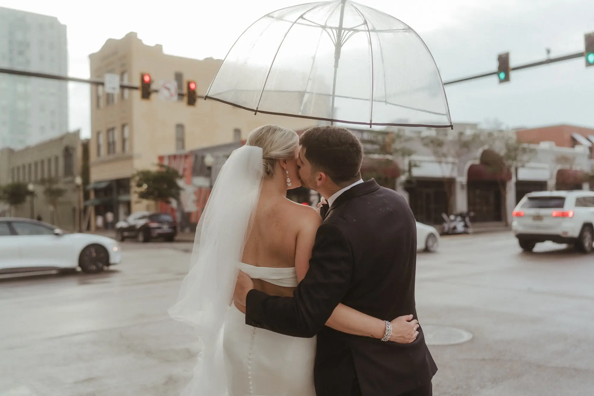 40Sophiscated Black and White Wedding Inspiration - “Best Of” 2025: Wedding Receptions Part 2 Bride and Groom with Umbrellas Wedding Portrait | Low Slick Back Bun with Chiffon Veil Bridal Hair Inspiration | Sarasota Hair and Makeup Artist Femme Akoi Beauty Studio