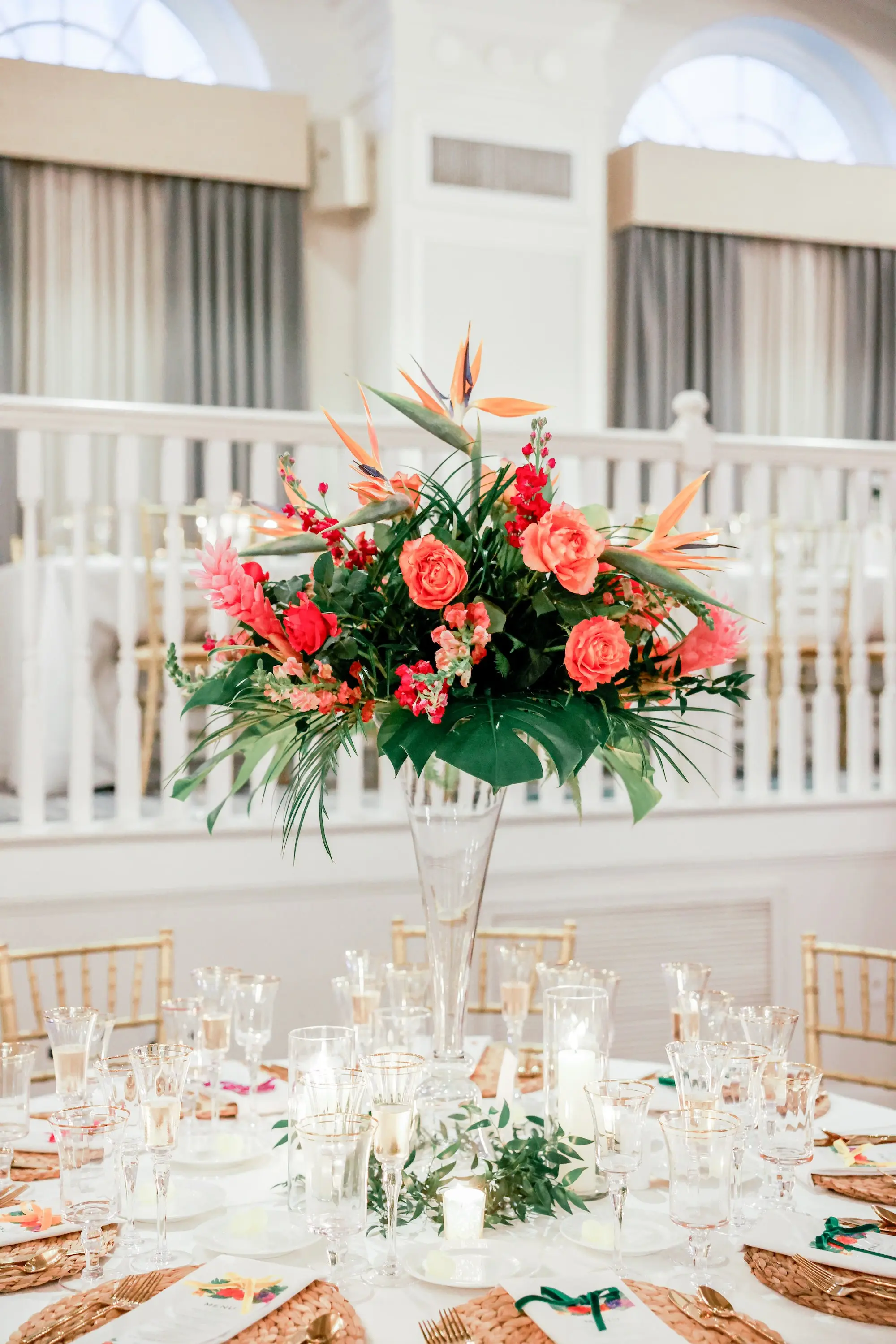 41Luxurious Vibrant Tropical Florida Wedding - Vibrant, Tropical St. Pete Beach Wedding | The Don CeSar Luxurious Vibrant Tropical Florida Wedding Reception Centerpiece Decor Ideas | St Pete Florist Beneva Flowers