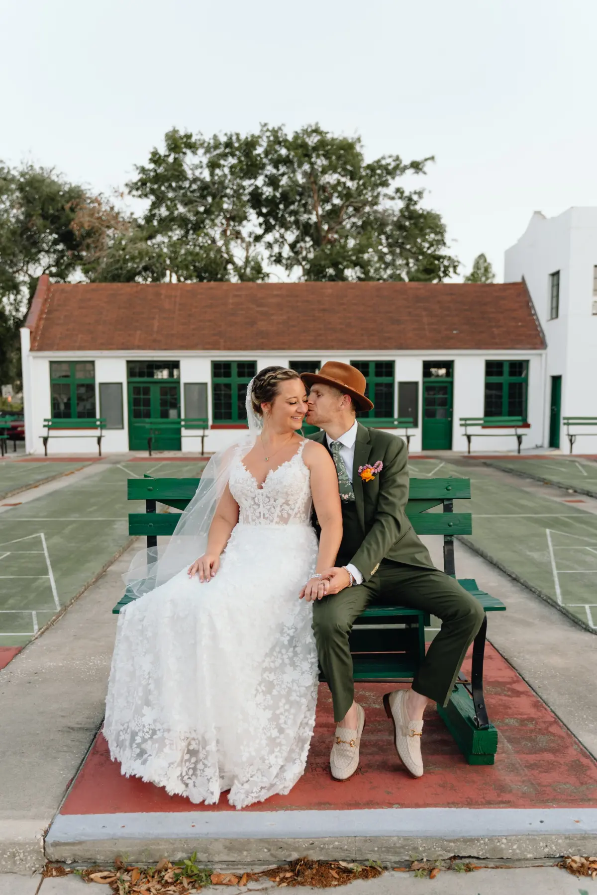 45Colorful Pink Yellow Orange Florida Wedding Inspiration St Petersburg Venue Shuffleboard Club - “Best Of” 2025: Wedding Portraits Bride and Groom Wedding Portrait | Tampa Bay Event Venue St Petersburg Shuffleboard Club | Photographer J&S Media | Content Creator Behind The Vows