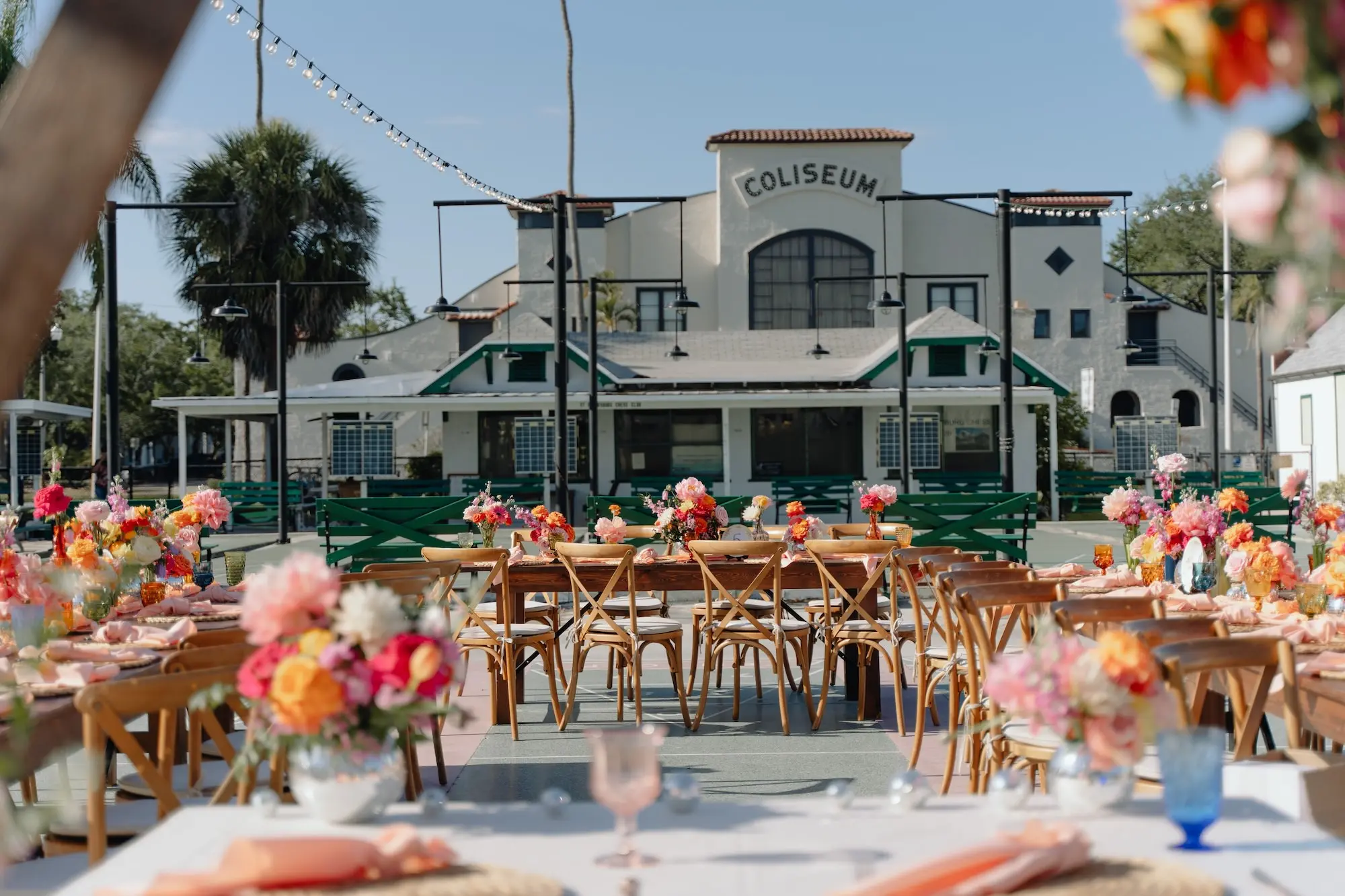 Whimsical, Colorful Outdoor Wedding | St. Pete Shuffleboard Club
