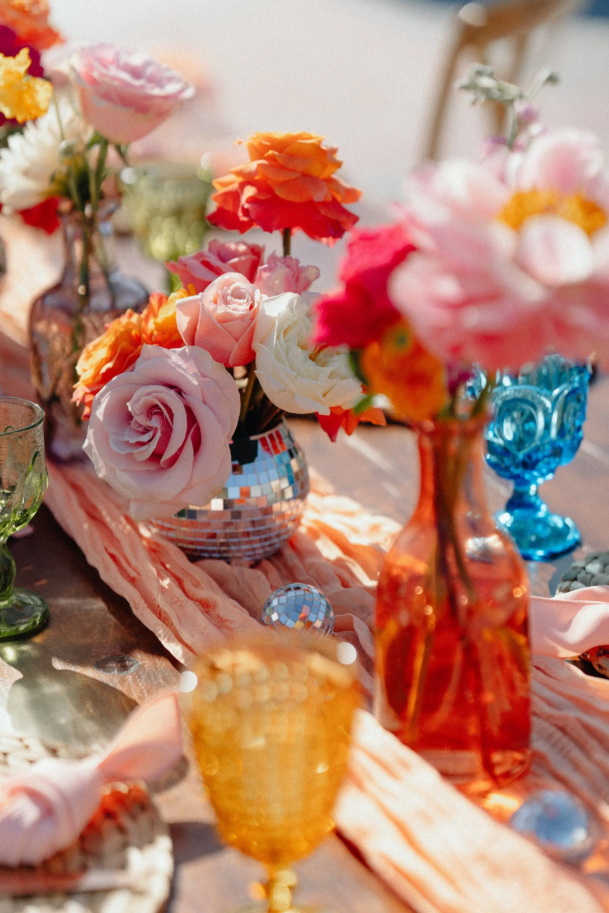 52Colorful Pink Yellow Orange Florida Wedding Inspiration - “Best Of” 2025: Wedding Receptions Part 2 Colorful Pink, Yellow, and Orange Spring Florida Wedding Reception Centerpiece Decor Ideas