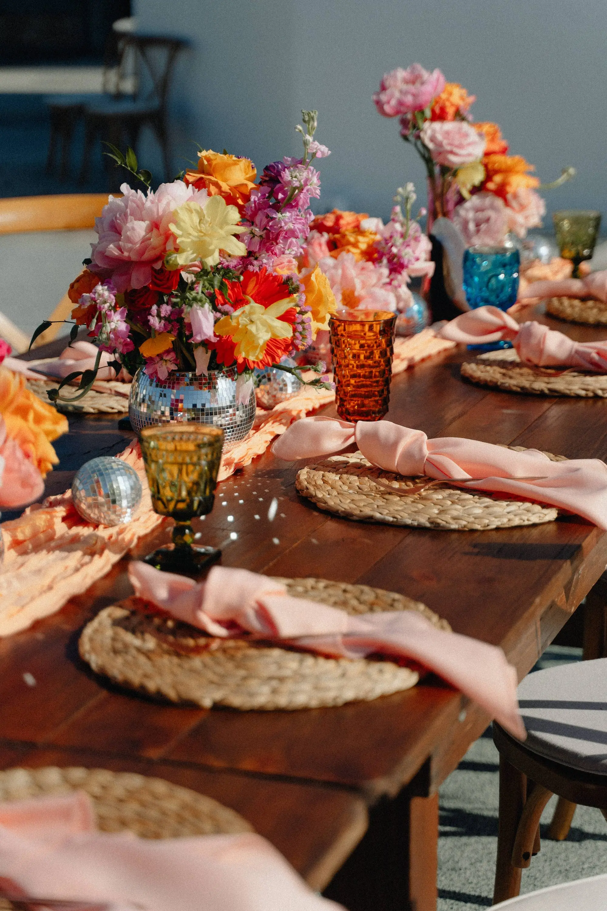 53Colorful Pink Yellow Orange Florida Wedding Inspiration - “Best Of” 2025: Wedding Receptions Part 2 Colorful Pink, Yellow, and Orange Spring Florida Wedding Reception Centerpiece Place Setting Decor Ideas