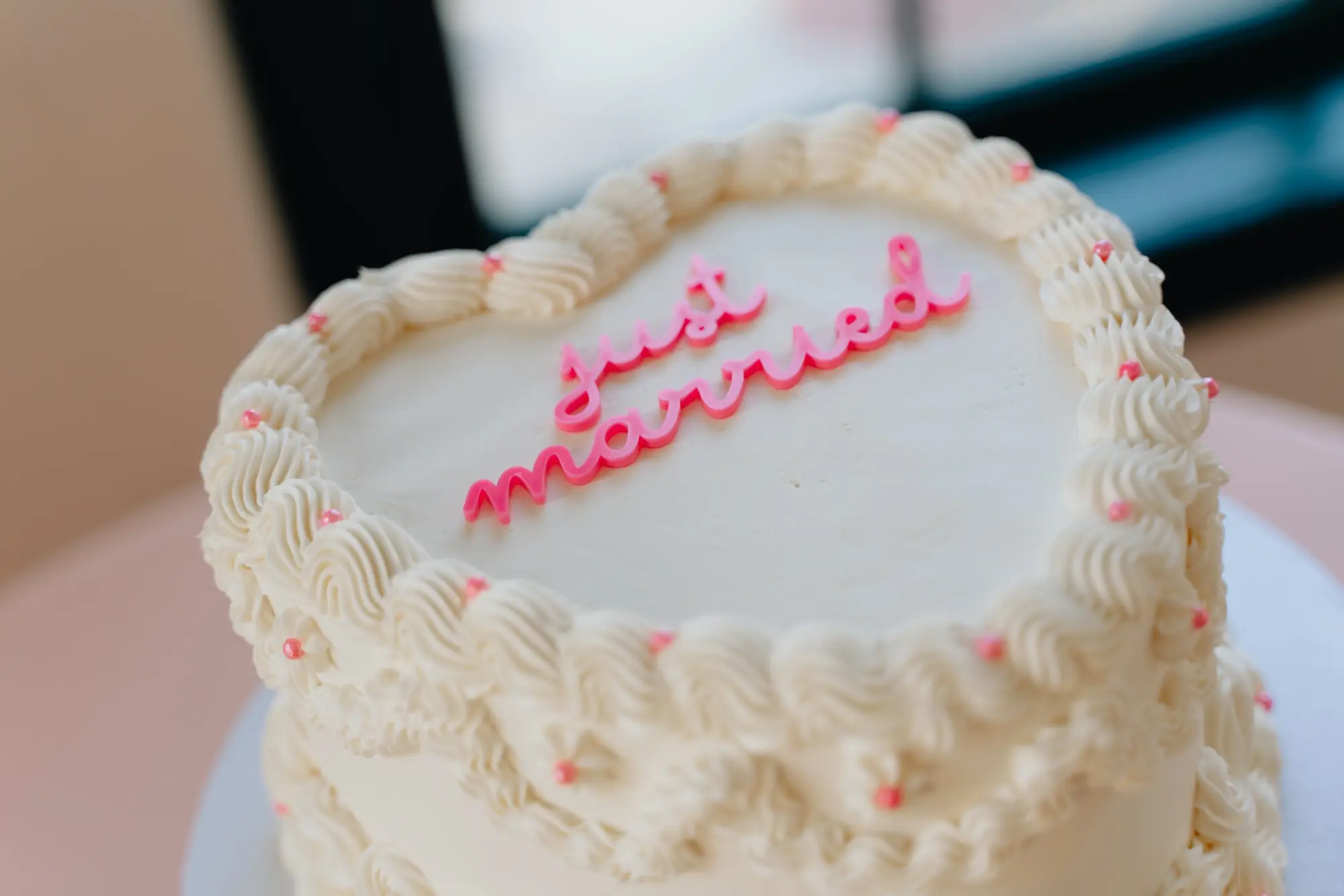 60Colorful Pink Yellow Orange Florida Wedding Inspiration - “Best Of” 2025: Wedding Receptions Part 2 Just Married Pink and White Heart Wedding Cake Inspiration