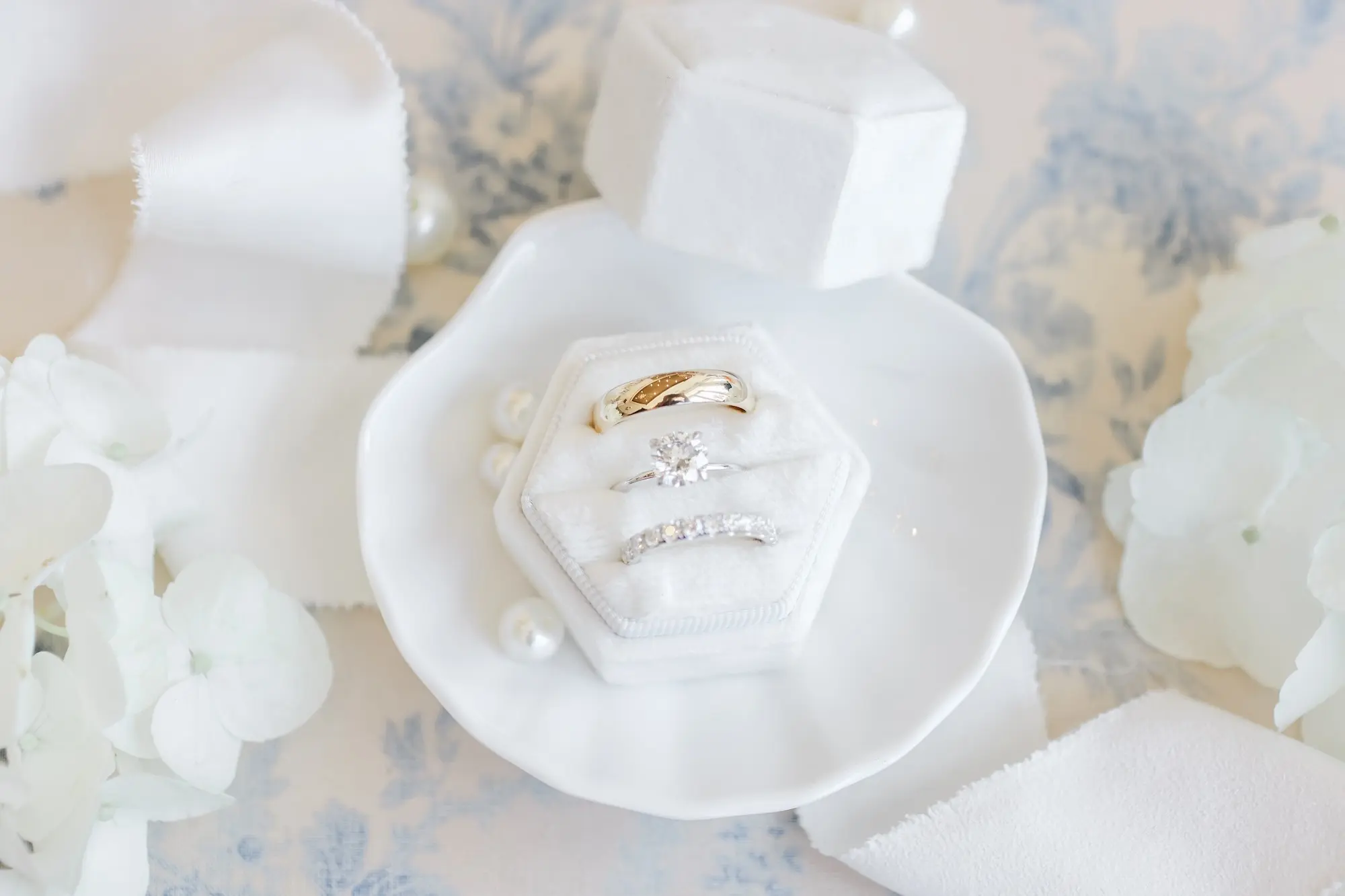 7Classic White Florida Wedding Ideas - Classic, White Rooftop Wedding | Hyatt Regency Clearwater Beach Princess Cut Diamond Wedding Engagement Ring with Silver and Gold Wedding Bands Inspiration | Tampa Bay Photographer Lifelong Photography Studio