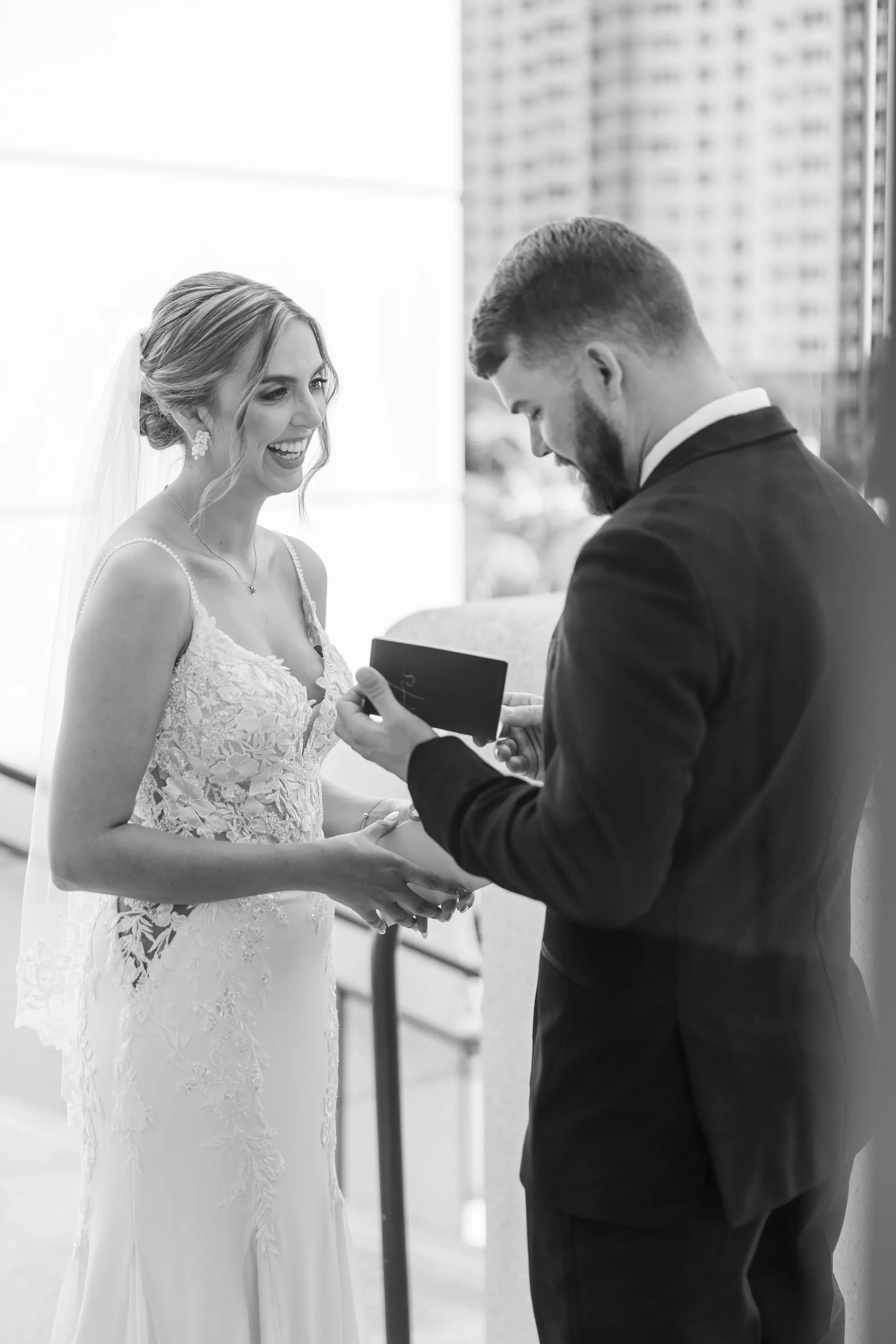 10Classic Emerald Green and Champagne Wedding Inspiration - Classic Emerald Green Downtown Tampa Wedding | Bob Buckhorn Center Black and White Bride and Groom Wedding Ceremony Private Vow Exchange Wedding Portrait | St Pete Photographer Mary Anna Photography