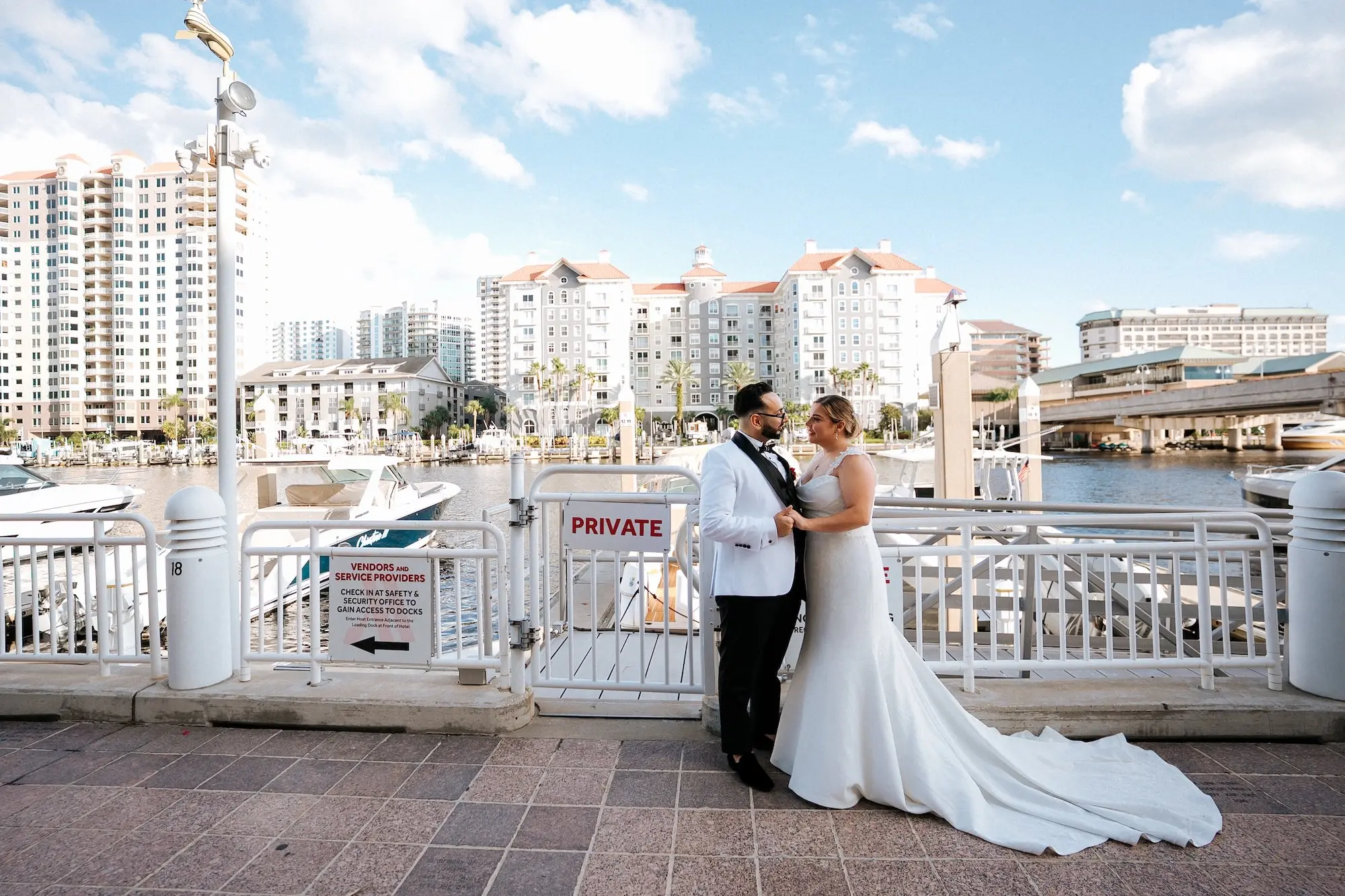 Bride and Groom Wedding Portrait | Tampa Marriott Water Street
