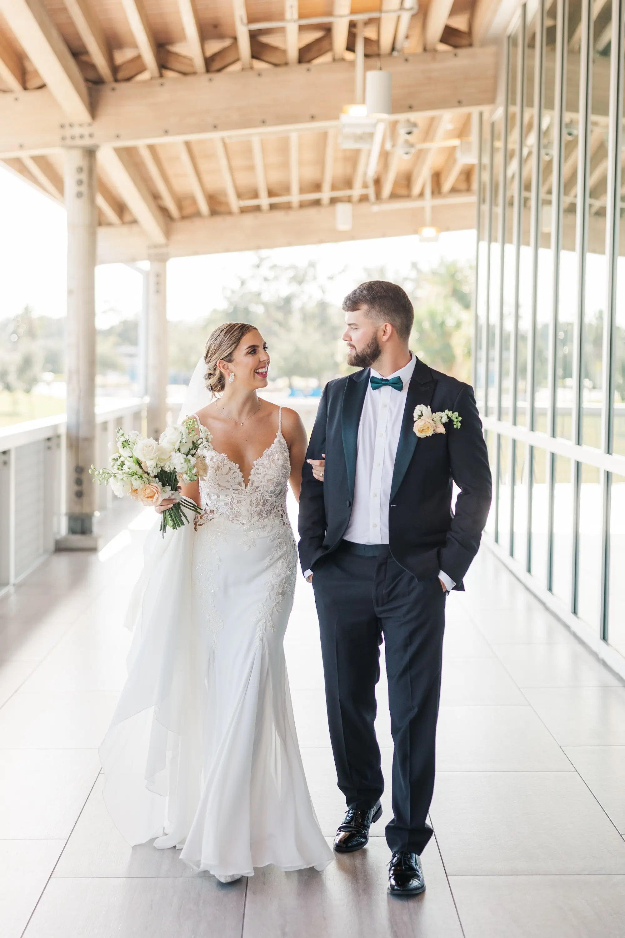14Classic Emerald Green and Champagne Wedding Inspiration - Classic Emerald Green Downtown Tampa Wedding | Bob Buckhorn Center Bride and Groom Wedding Portrait | Tampa Bay Photographer Mary Anna Photography