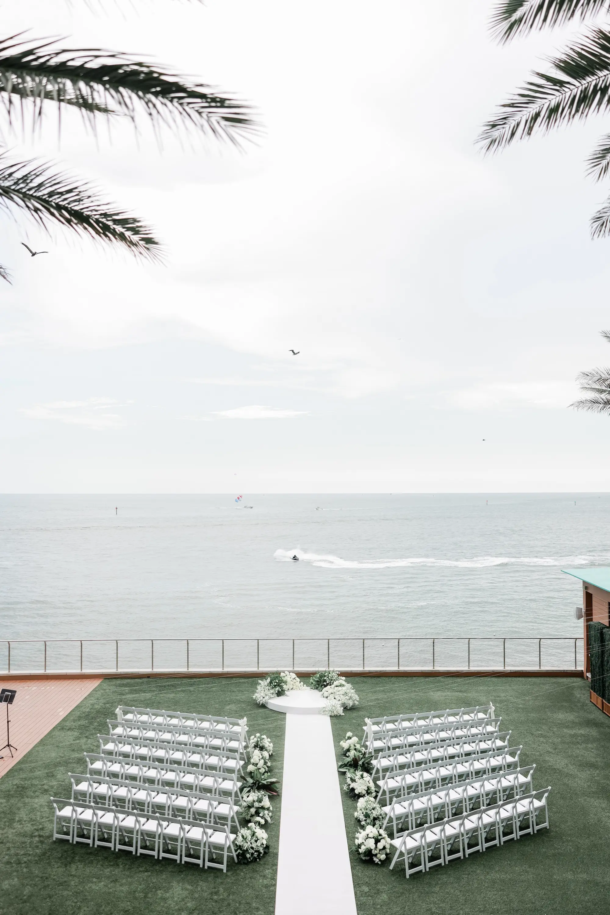 Chic Black and White Florida Beach Wedding Ceremony Decor Inspiration | Clearwater Event Venue Opal Sands | Kate Ryan Event Rentals