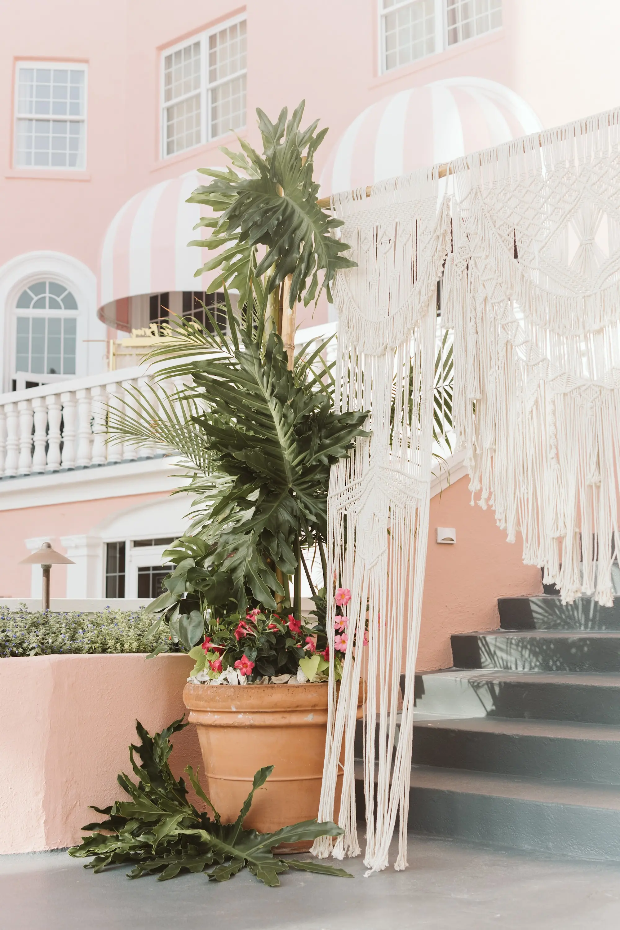 16Tropical Beach Boho Pink and Orange Wedding Inspiration - Vibrant, Tropical Boho St. Pete Beach Wedding | The Don CeSar Boho Macrame Wedding Ceremony Altar Decor Inspiration | Tampa Bay Planner EventFull Weddings | Historic Pink Palace St Pete Beach Wedding Venue Don CeSar | St Pete Beach Resort Wedding Venue