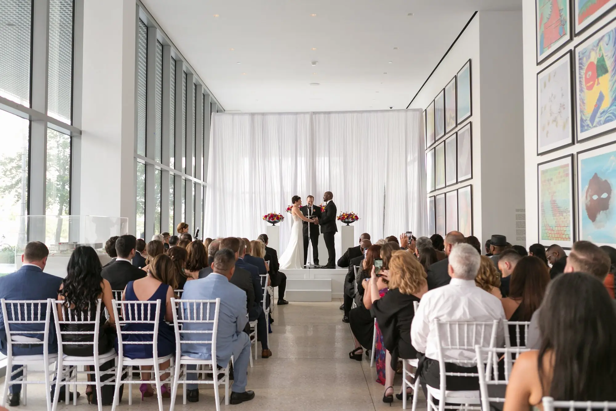 17Colorful Modern Yellow and Pink Wedding Ideas Venue Tampa Museum of Art - Vibrant, Modern Gallery Wedding | Tampa Museum of Art Colorful Modern Yellow and Pink Wedding Ceremony Decor Inspiration | Event Venue Tampa Museum of Art