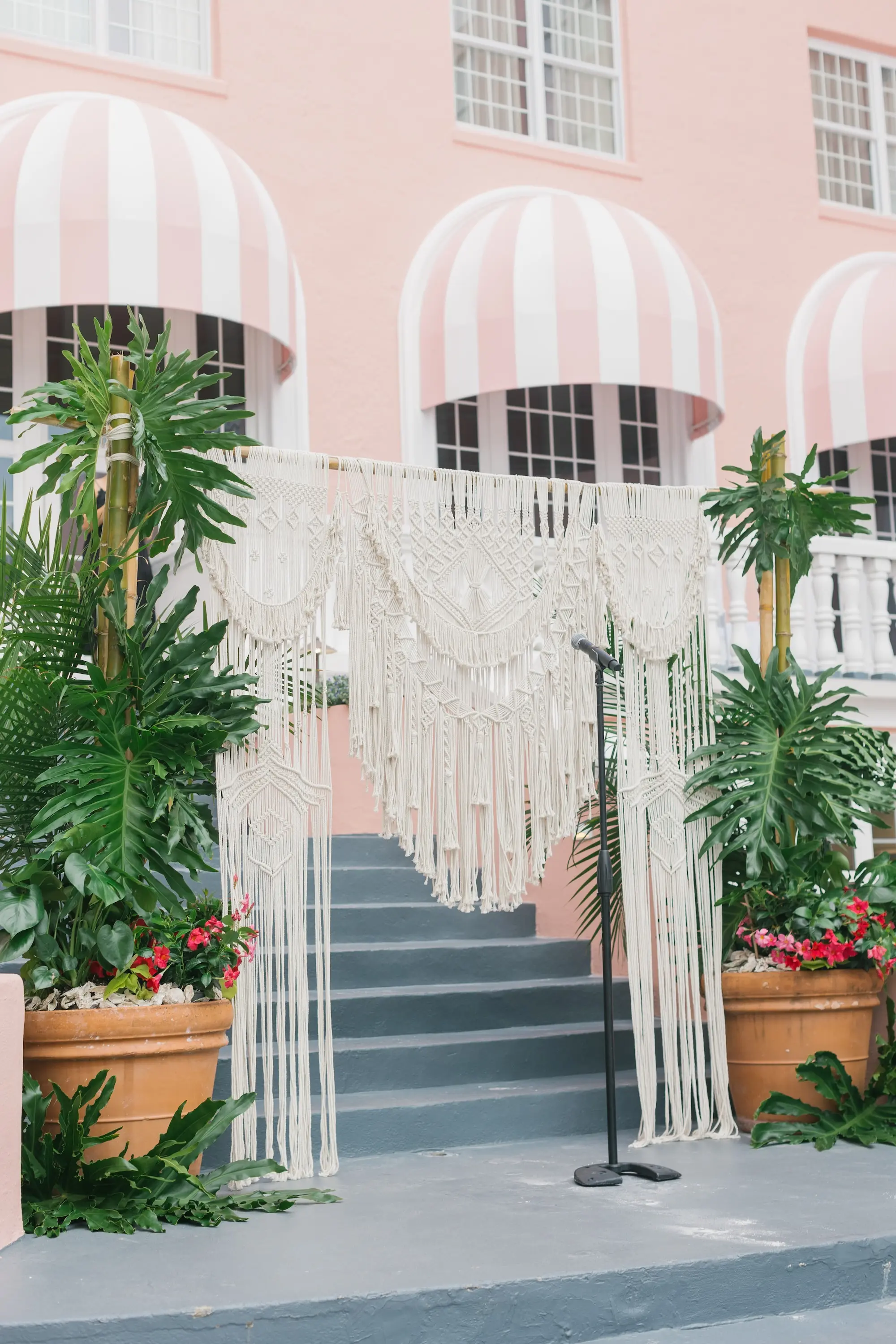 19Tropical Beach Boho Pink and Orange Wedding Inspiration - Vibrant, Tropical Boho St. Pete Beach Wedding | The Don CeSar Boho Macrame Wedding Ceremony Altar Decor Inspiration | Tampa Bay Planner EventFull Weddings | Historic Pink Palace St Pete Beach Wedding Venue Don CeSar | St Pete Beach Resort Wedding Venue