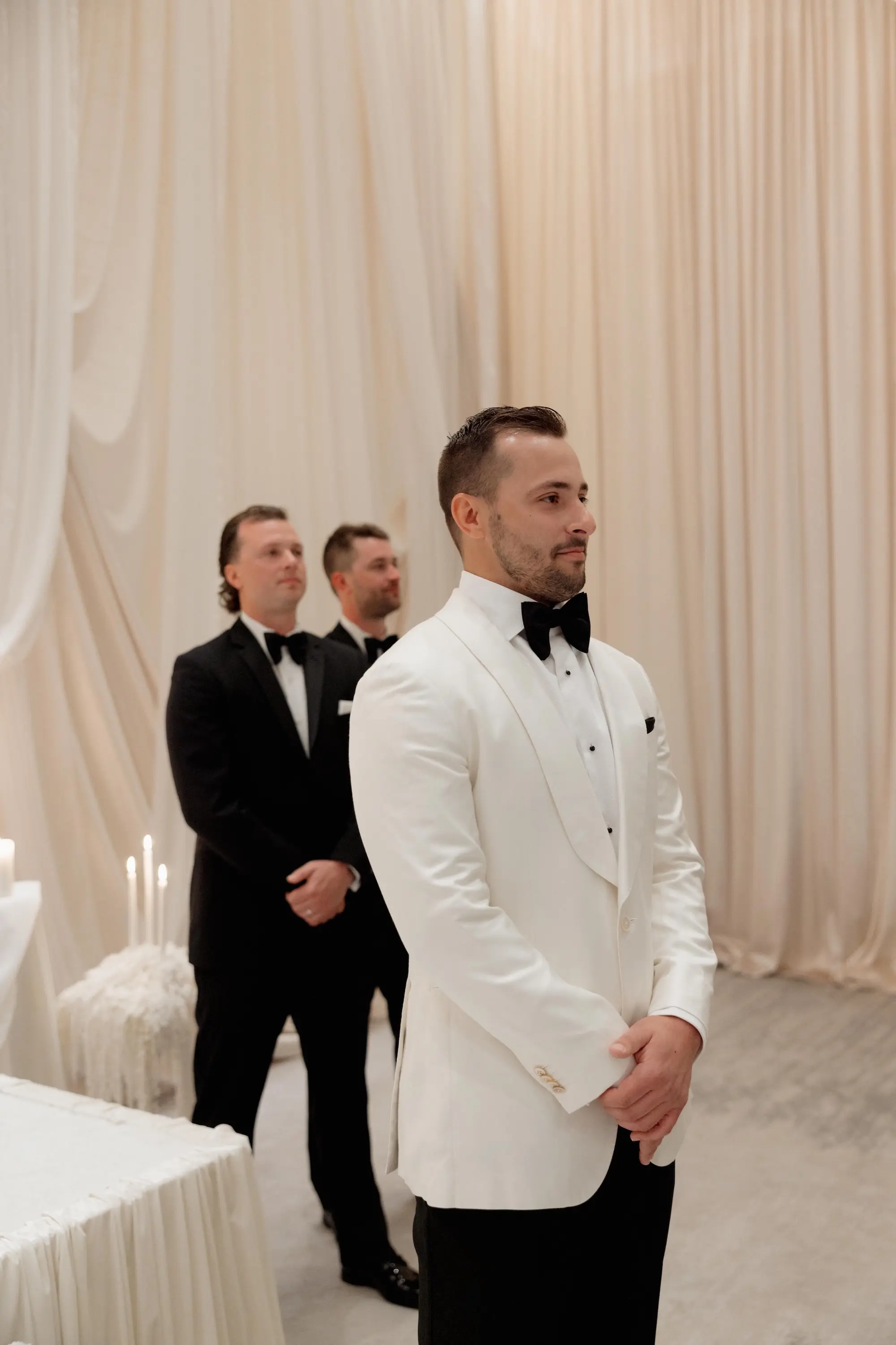 20Elegant Cream Vintage Wedding Inspiration - Luxurious, Neutral Downtown St. Pete Wedding | The Vinoy Groom's Reaction to Bride Walking Down Wedding Aisle