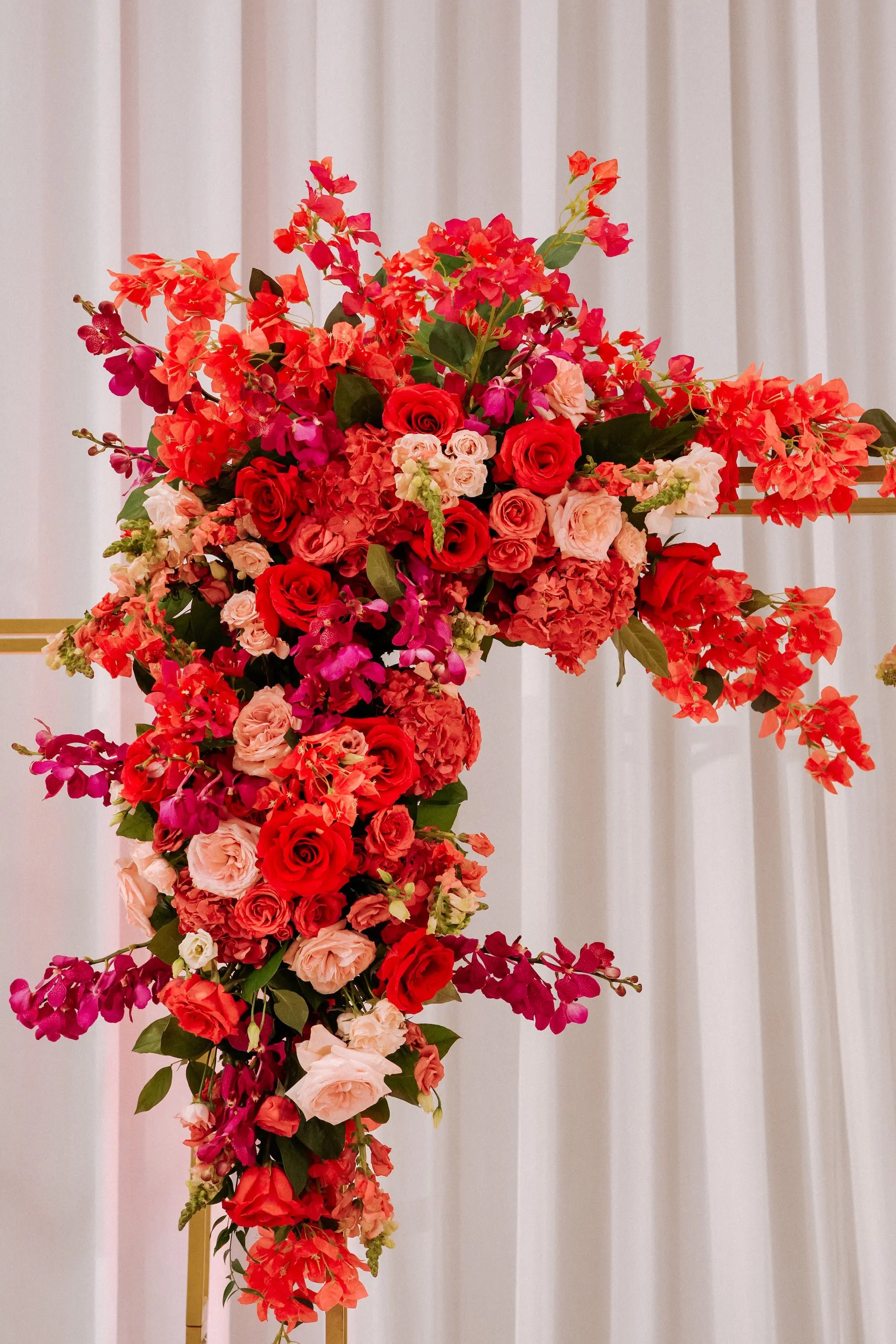 Glamorous Pink Flower Wedding Reception Arch Decor Inspiration | Tampa Bay Florist Save The Date Florida