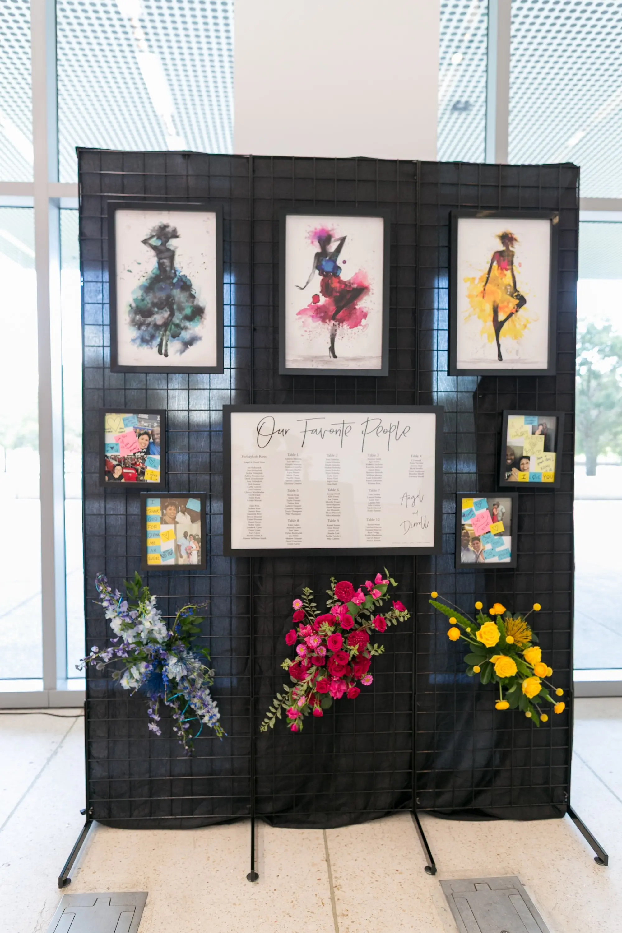 28Colorful Modern Yellow and Pink Wedding Ideas - Vibrant, Modern Gallery Wedding | Tampa Museum of Art Colorful Modern Yellow and Pink Wedding Reception Seating Chart Display Inspiration
