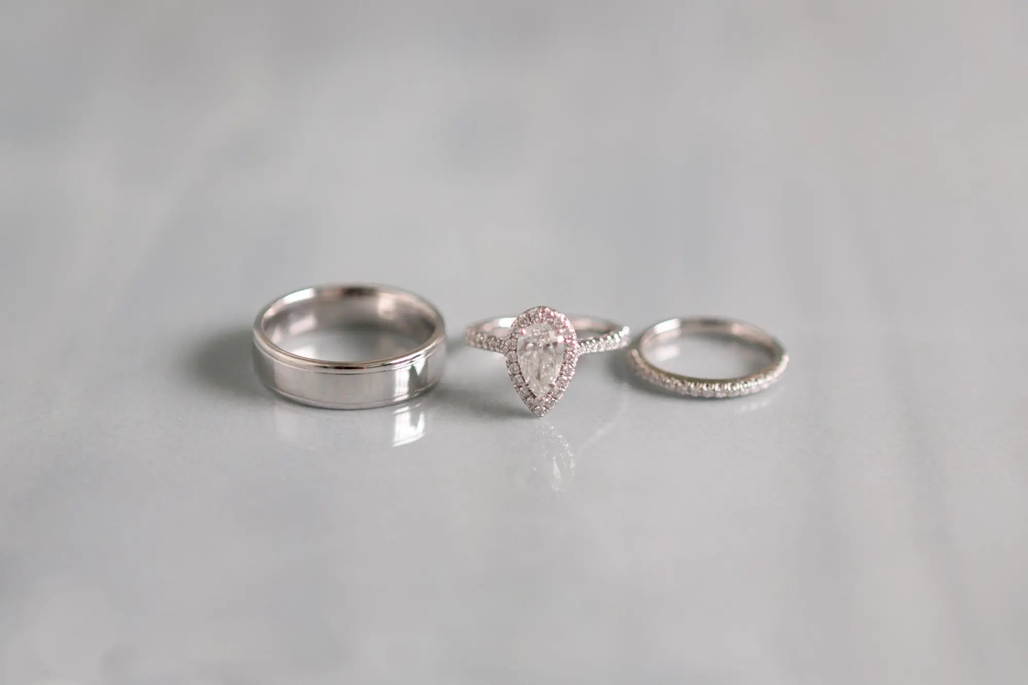 2Colorful Modern Yellow and Pink Wedding Ideas - Vibrant, Modern Gallery Wedding | Tampa Museum of Art Pear Shaped Engagement Ring | Diamond Wedding Band Inspiration