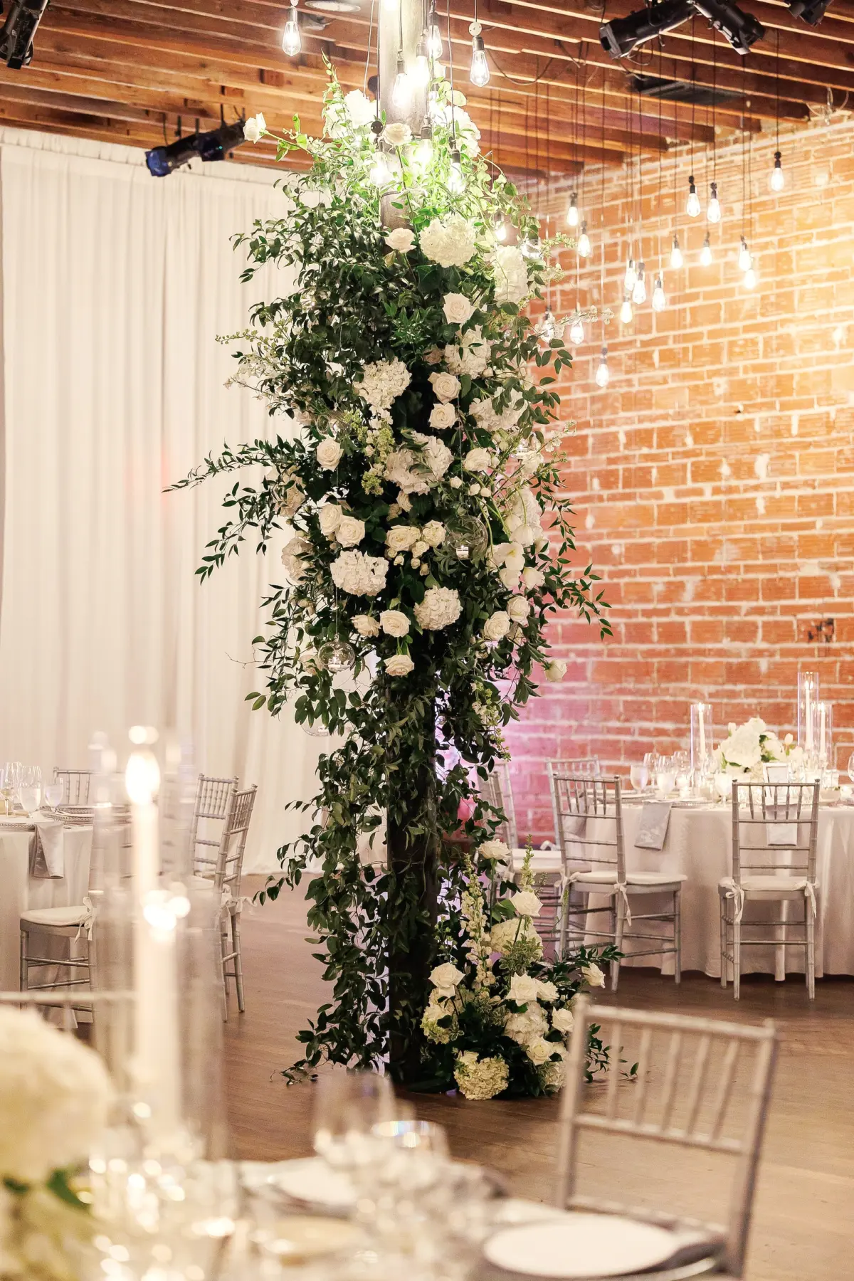 Glamorous White Roses, Orchids, Hydrangeas in Greenery Wedding Decor Inspiration | Tampa Bay Florist Bruce Wayne Florals