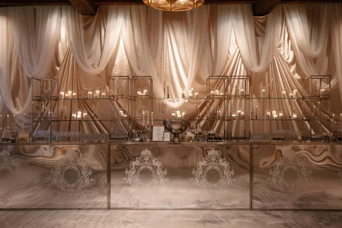 Elegant Cream Vintage Wedding Reception Bar Decor Inspiration | Tampa Bay Planner Parties A La Carte