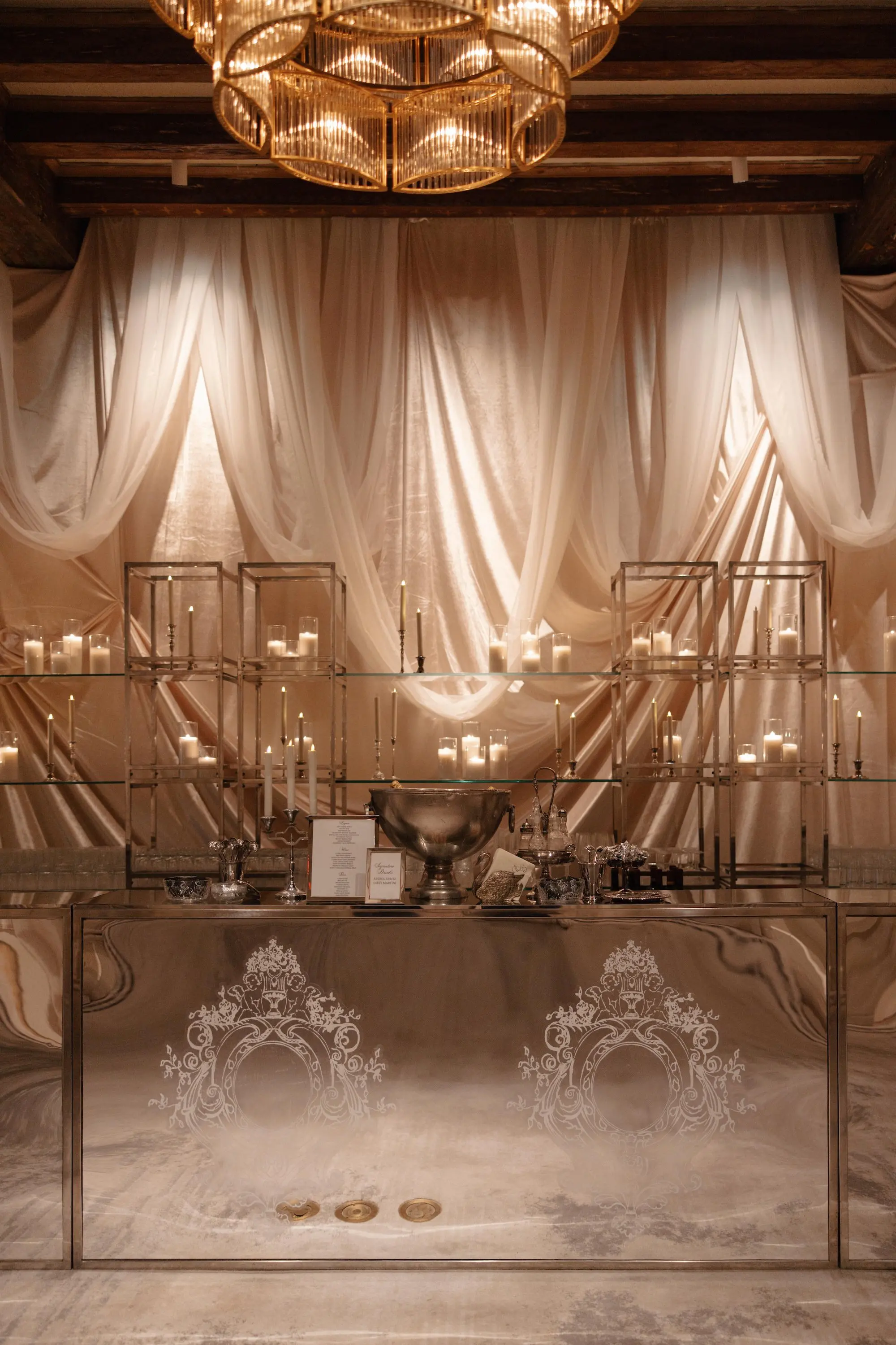 33Elegant Cream Vintage Wedding Inspiration - Luxurious, Neutral Downtown St. Pete Wedding | The Vinoy Elegant Cream Vintage Wedding Reception Bar Decor Inspiration