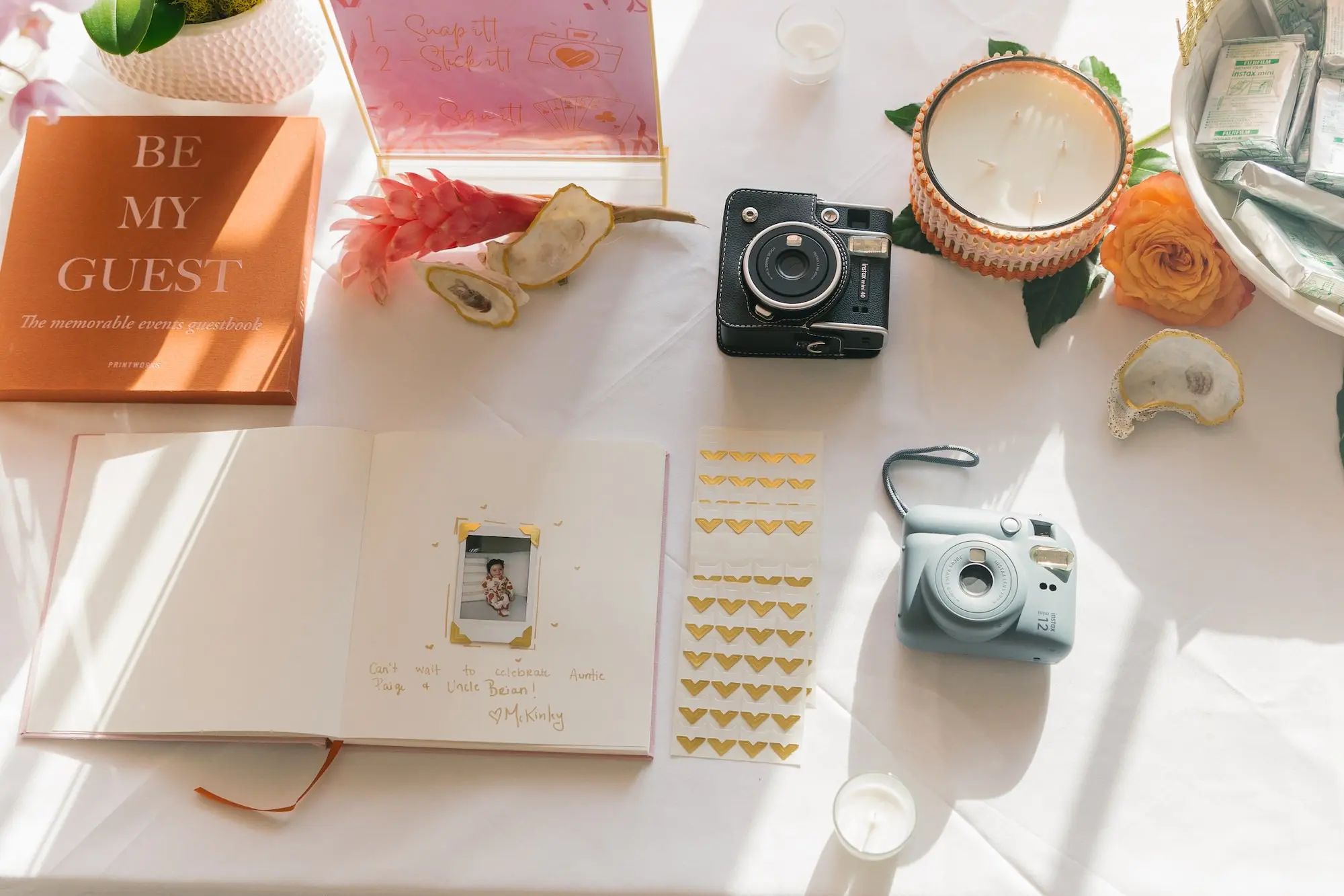 34Tropical Beach Boho Pink and Orange Wedding Inspiration - Vibrant, Tropical Boho St. Pete Beach Wedding | The Don CeSar Polaroid Wedding Reception Guestbook Inspiration | Tampa Bay Planner EventFull Weddings