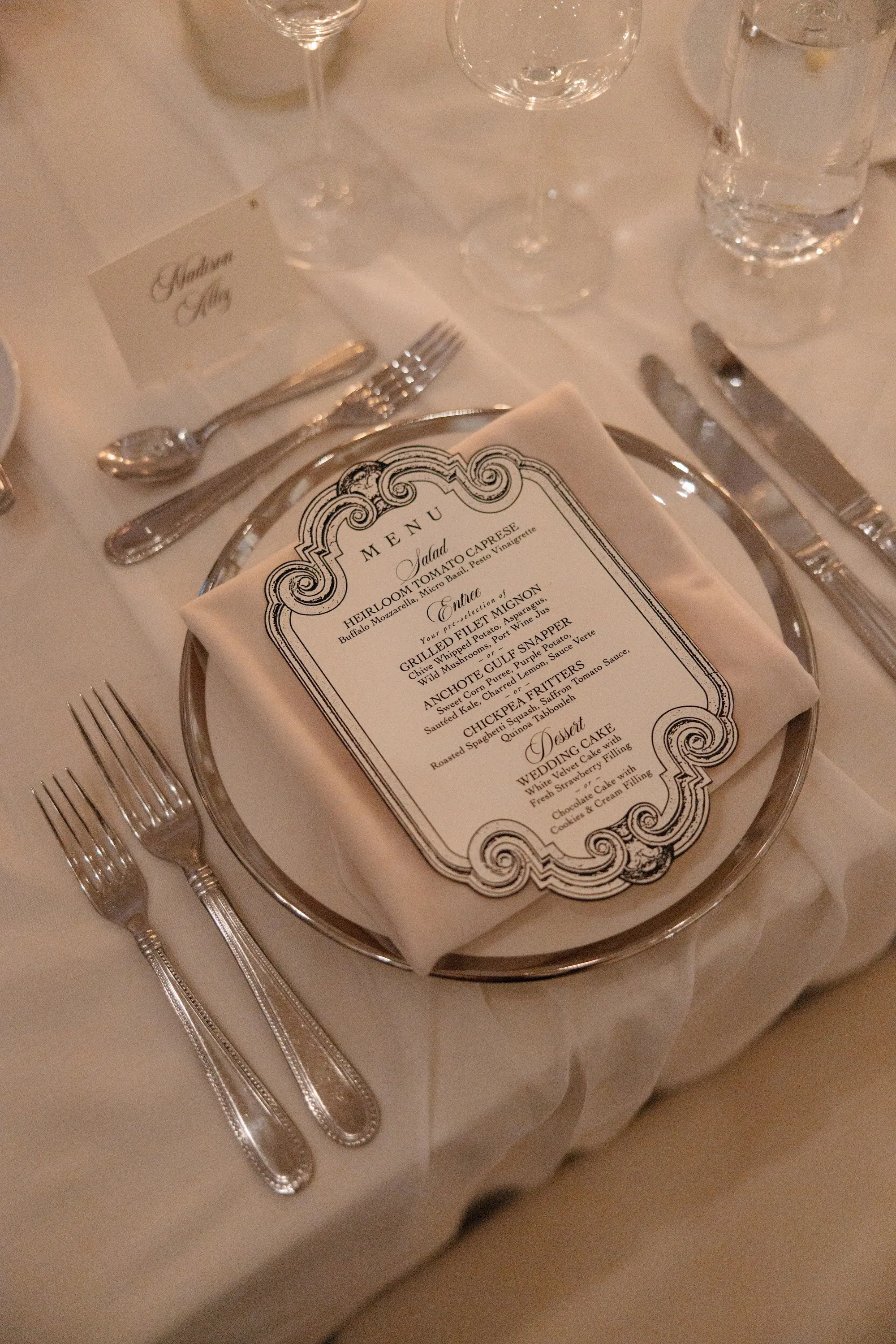 38Elegant Cream Vintage Wedding Inspiration - Luxurious, Neutral Downtown St. Pete Wedding | The Vinoy Elegant Cream Vintage Wedding Reception Place Setting Decor Inspiration | St Pete Over The Top Rental Linens