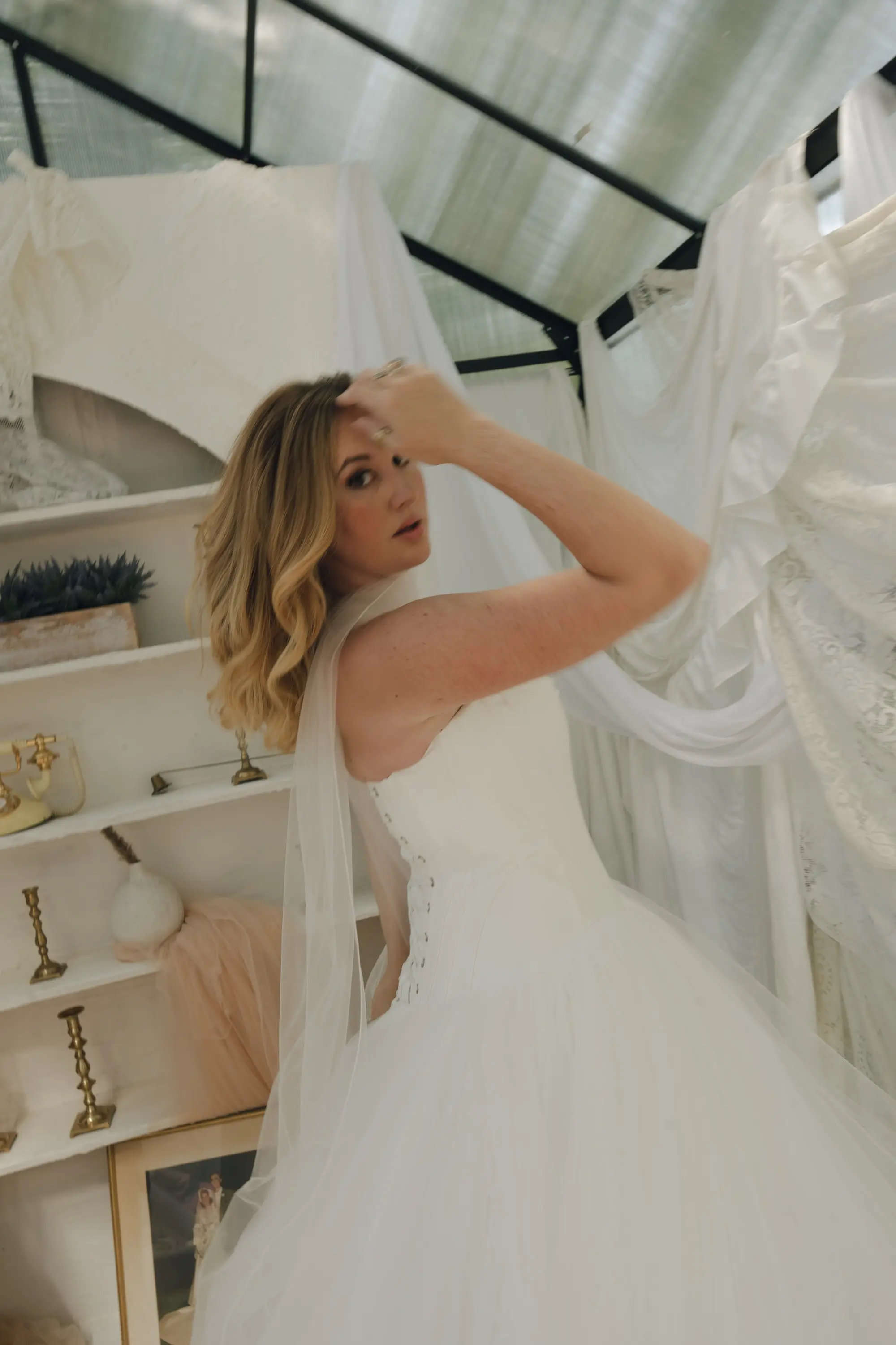 Moody Vintage Greenhouse Wedding Inspiration | Tulle Ballgown Dress with Corset and Scarf | Tampa Photographer Amber Yonker Photography Dresses Truly Forever Bridal