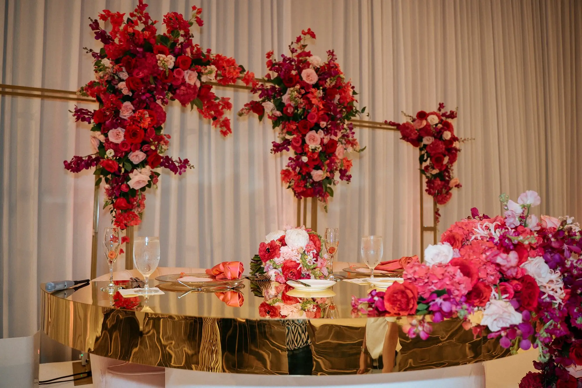 Glamorous Pink Wedding Reception Sweetheart Table Floral Decor Inspiration | Tampa Bay Florist Save The Date Florida