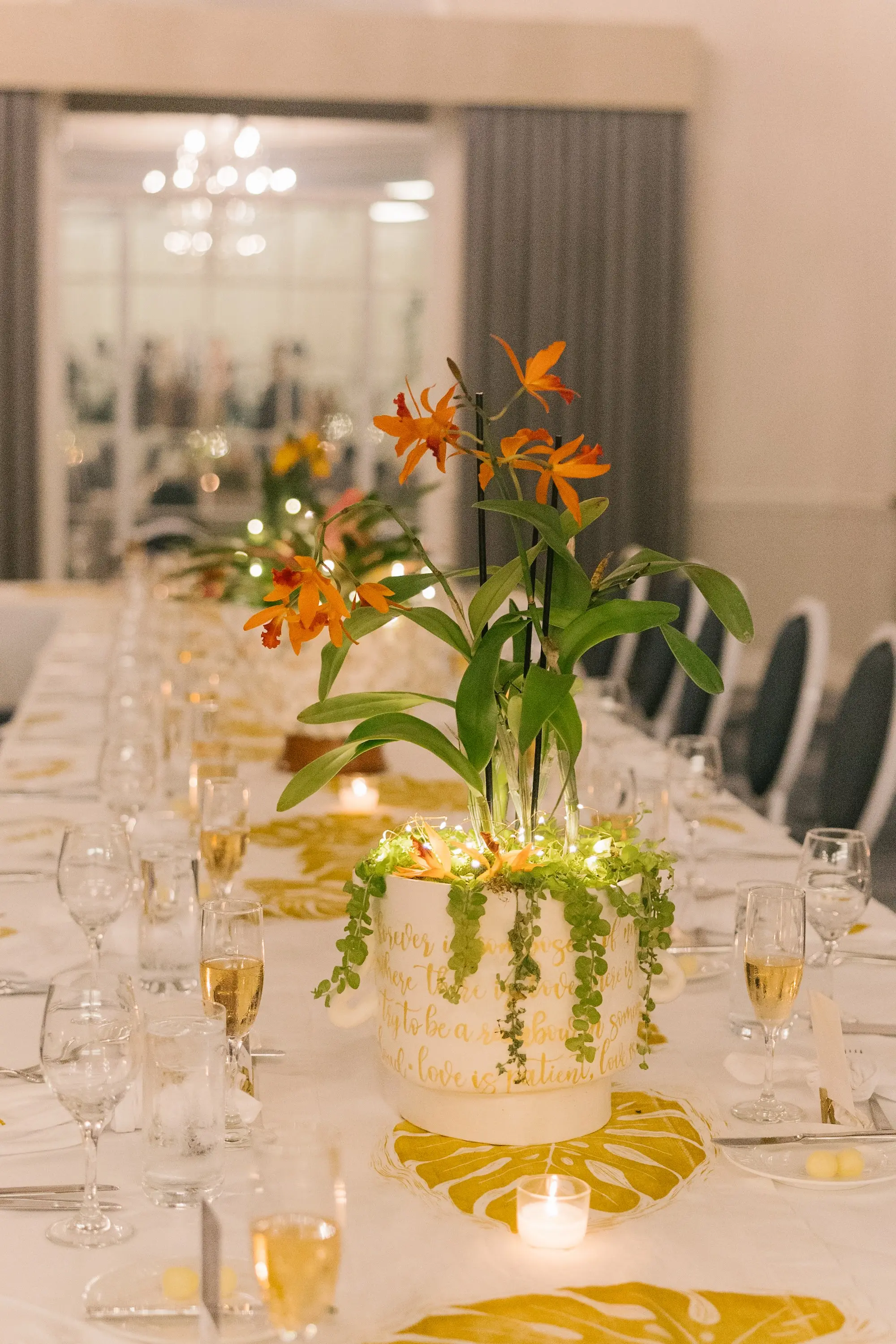 42Tropical Beach Boho Pink and Orange Wedding Inspiration - Vibrant, Tropical Boho St. Pete Beach Wedding | The Don CeSar Boho Beach Wedding Reception Decor Inspiration | Long Table with White Linens and Tropical Orange Florals and Ferns with Gold Palms Centerpieces Decor Ideas | Tampa Bay Planner EventFull Weddings
