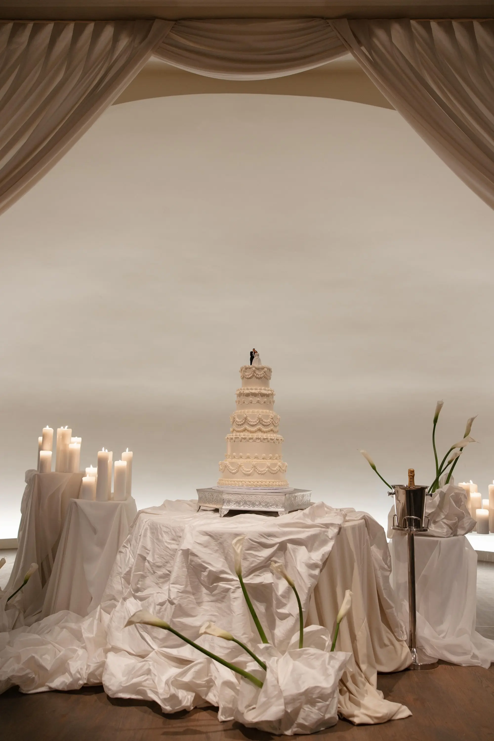 44Elegant Cream Vintage Wedding Inspiration - Luxurious, Neutral Downtown St. Pete Wedding | The Vinoy Elegant Cream Wedding Reception Cake Table Decor Ideas