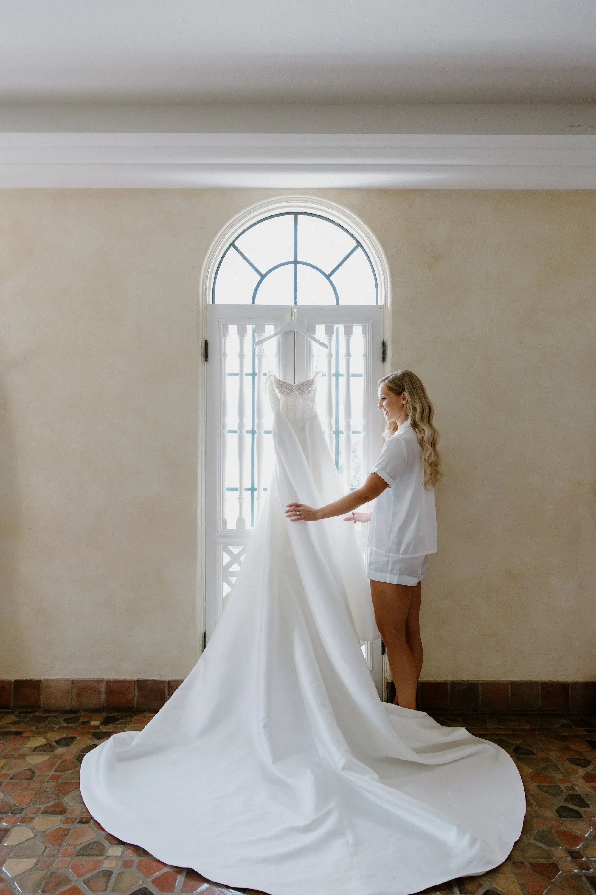 Bride Wedding Portrait | White Pearl Corset Milla Nova Wedding Gown with Dramatic Satin Train Inspiration | Tampa Bay Boutique Truly Forever Bridal | Sarasota Wedding Venue Powel Crosely Estate | Content Creator Behind The Vows