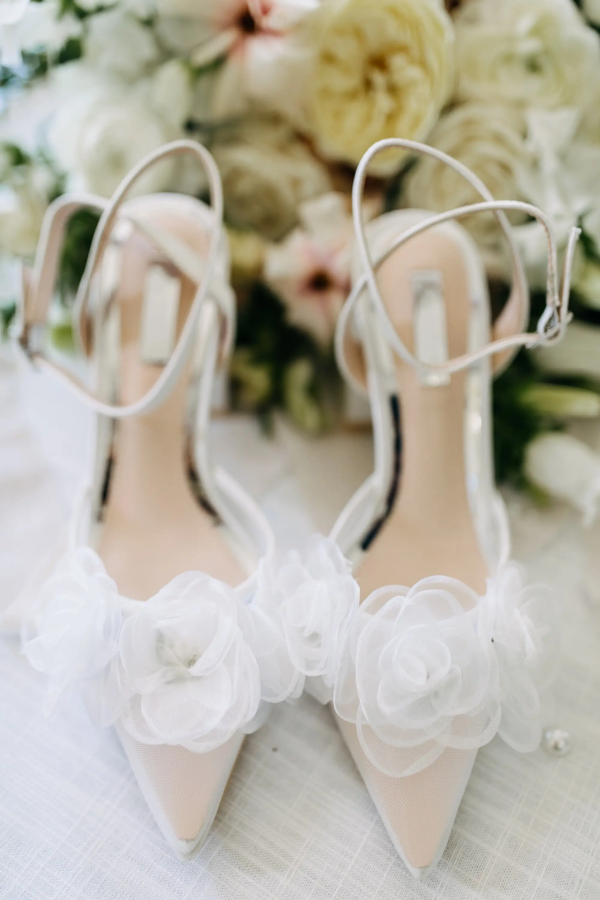 White Tulle Flower Bridal Wedding Shoe Ideas