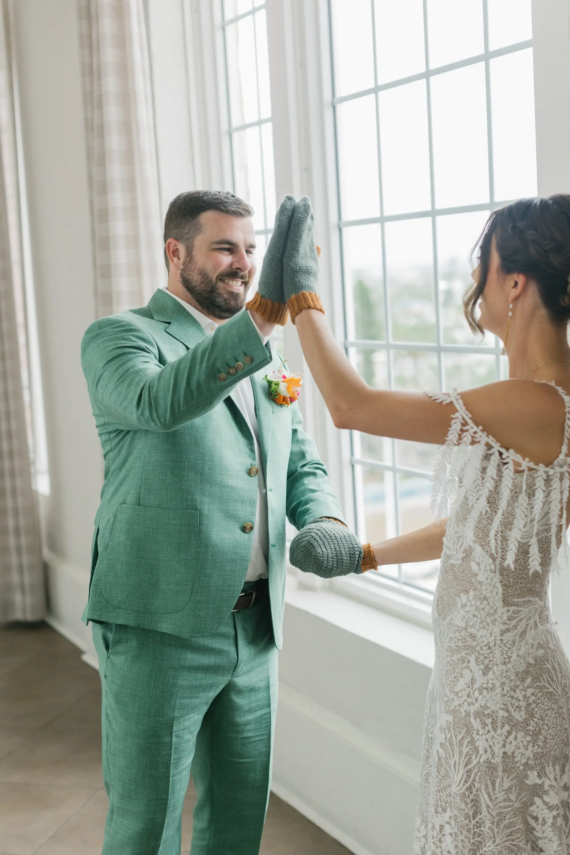 6Tropical Beach Boho Pink and Orange Wedding Inspiration - Vibrant, Tropical Boho St. Pete Beach Wedding | The Don CeSar Bride and Groom First Look Wedding Portrait
