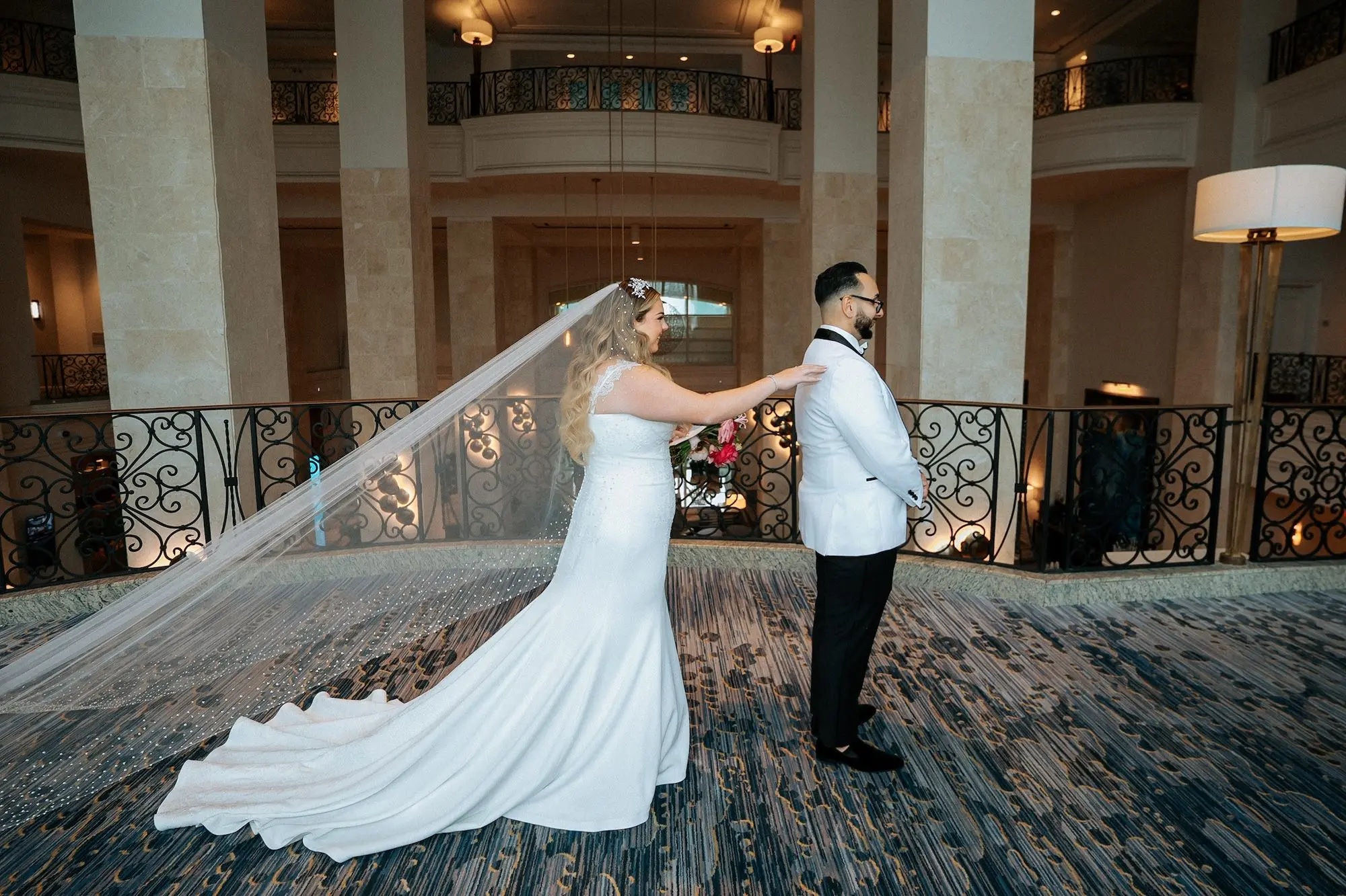 Bride and Groom First Look Wedding Portrait