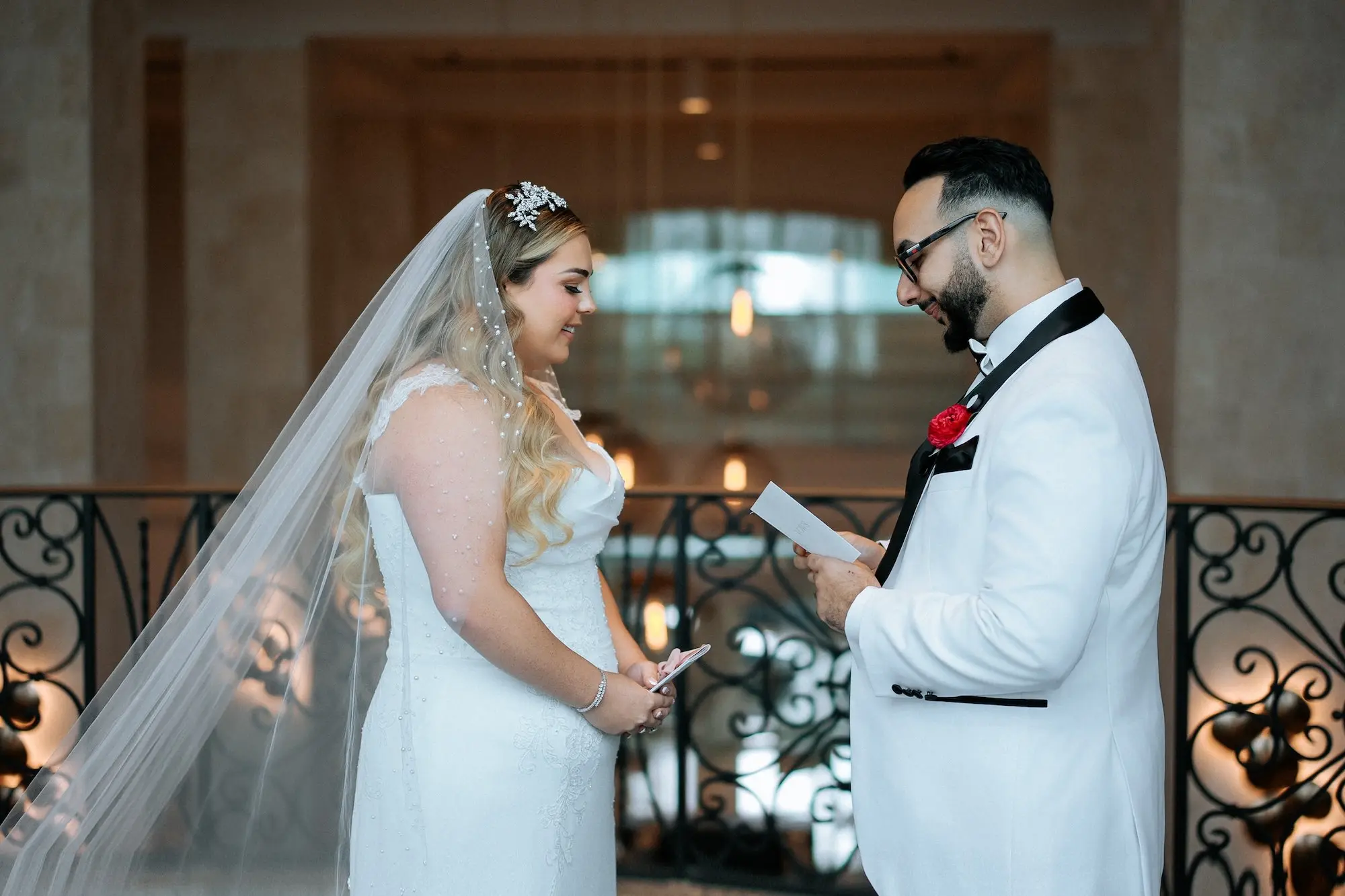 Bride and Groom First Look Private Vows Wedding Portrait