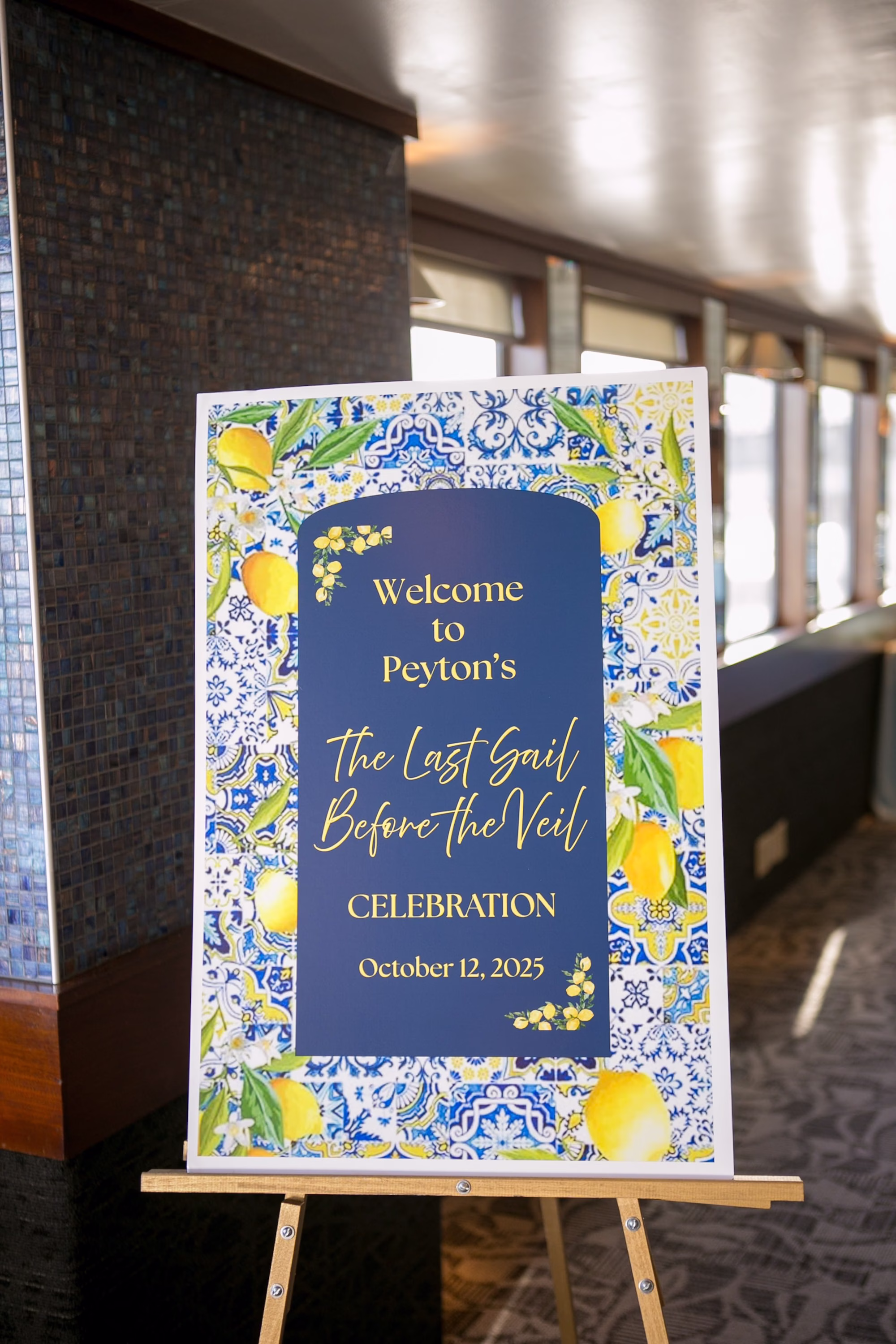 Blue and Yellow Lemon Inspired Waterfront Florida Bridal Shower Wedding Decor Ideas