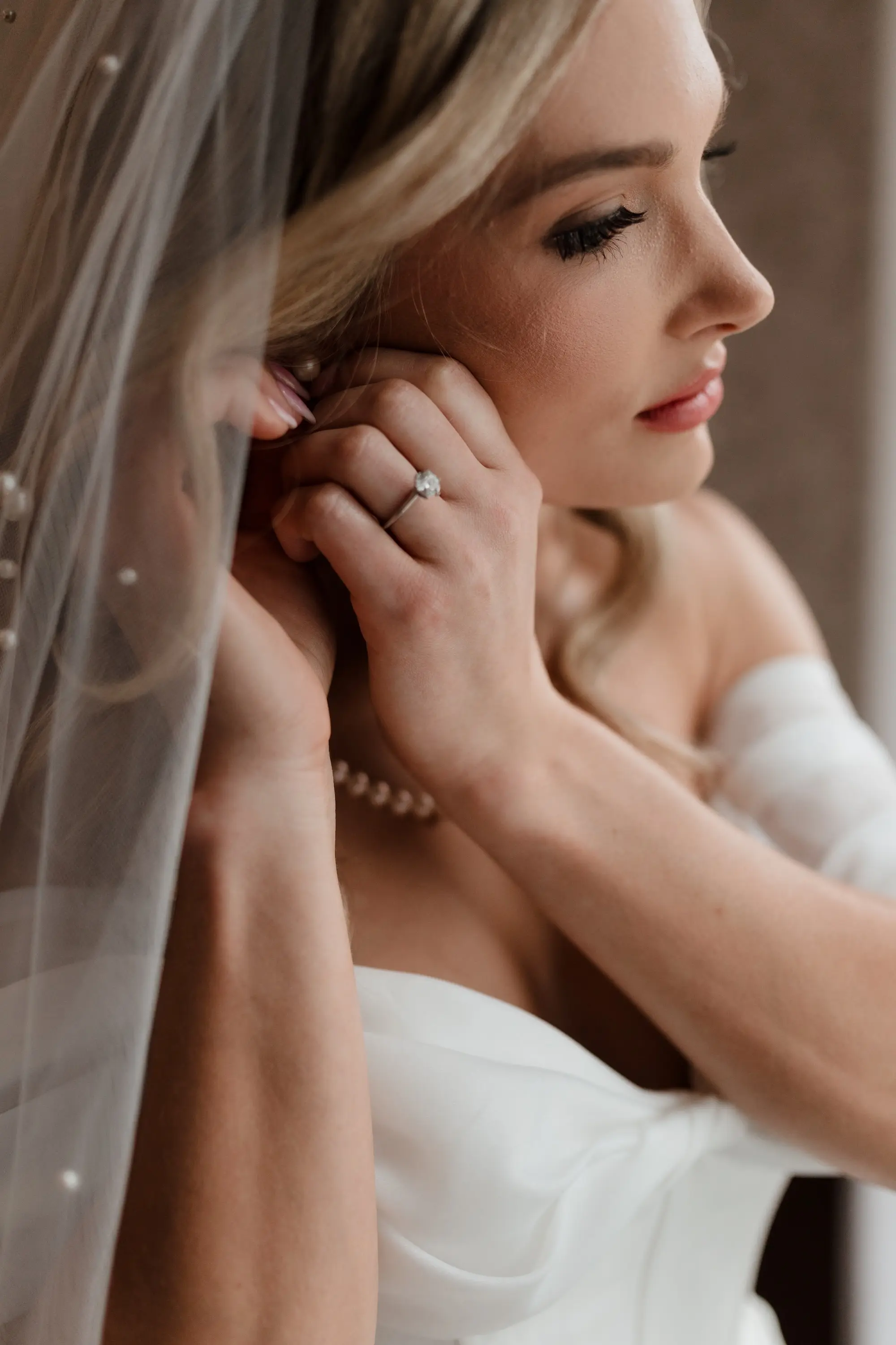 12Timeless Vintage Champagne Wedding Inspiration Evoke Photo and Film - Elegant, Neutral Central Florida Wedding | Bella Cosa Bride Getting Ready Wedding Portrait