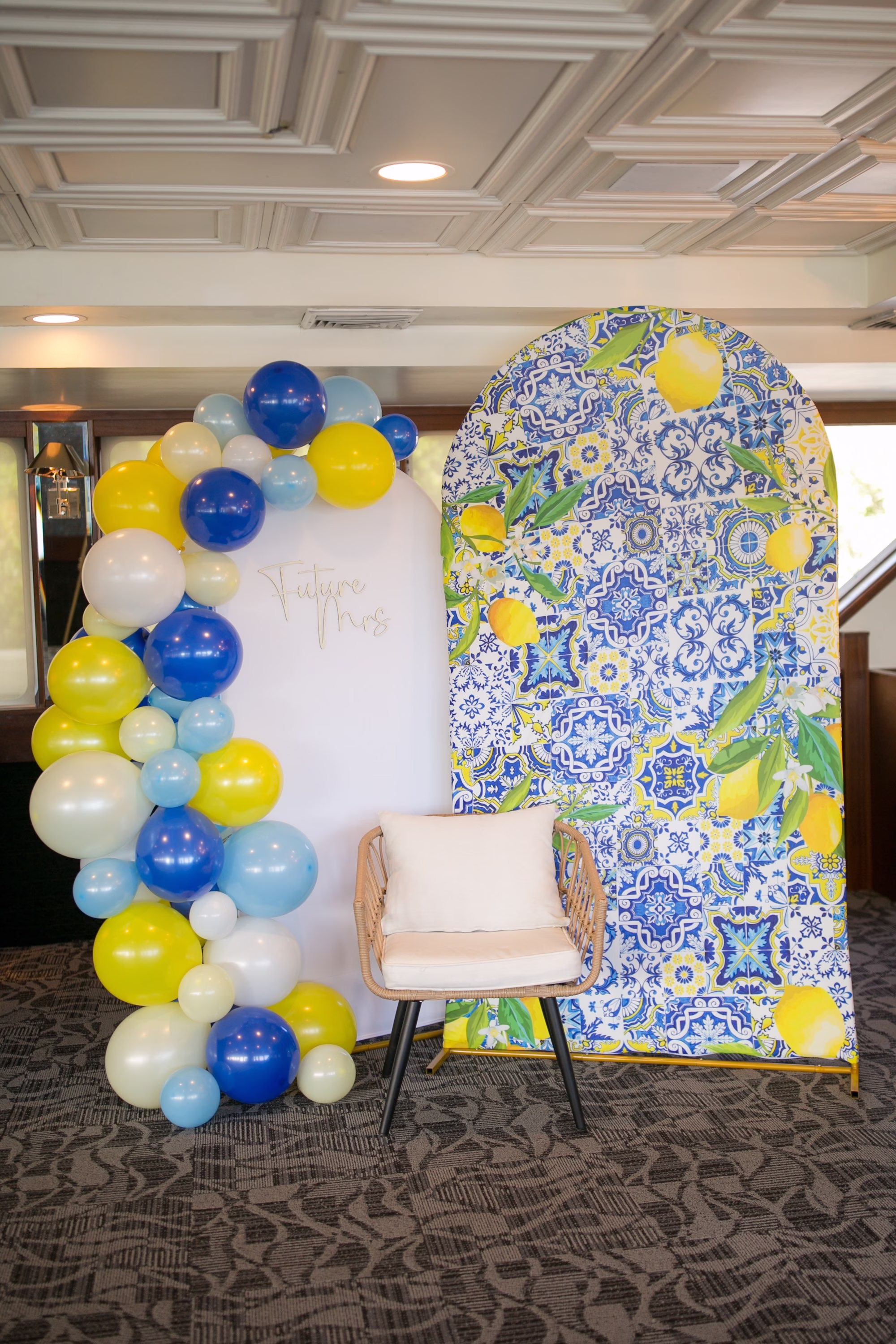 Blue and Yellow Lemon Inspired Waterfront Florida Bridal Shower Wedding Decor Ideas