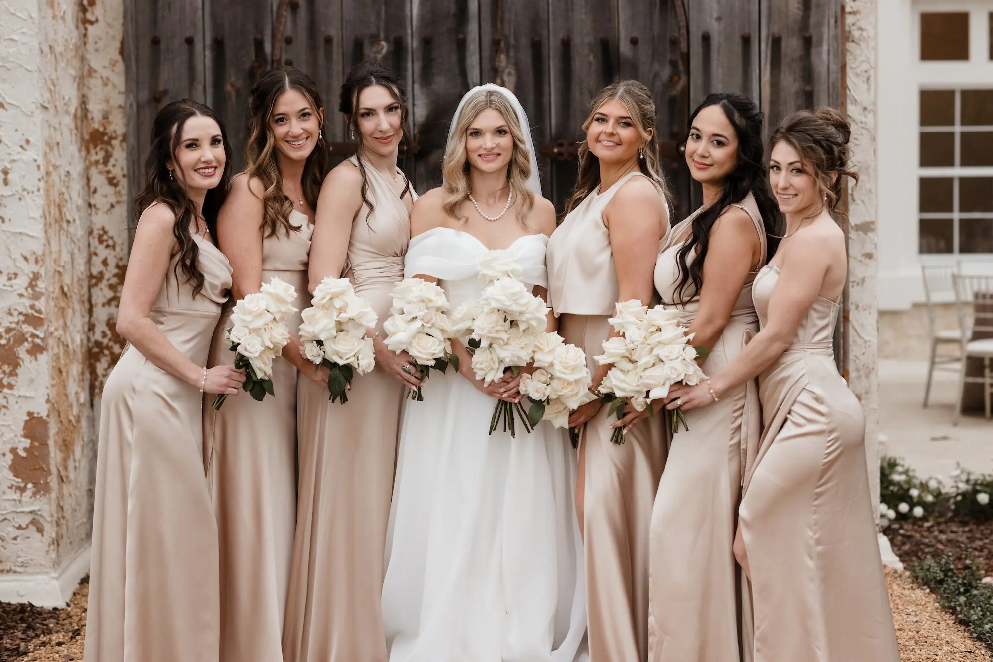 13Timeless Vintage Champagne Wedding Inspiration Evoke Photo and Film - Elegant, Neutral Central Florida Wedding | Bella Cosa Mismatched Champagne Bridesmaids Dress Ideas