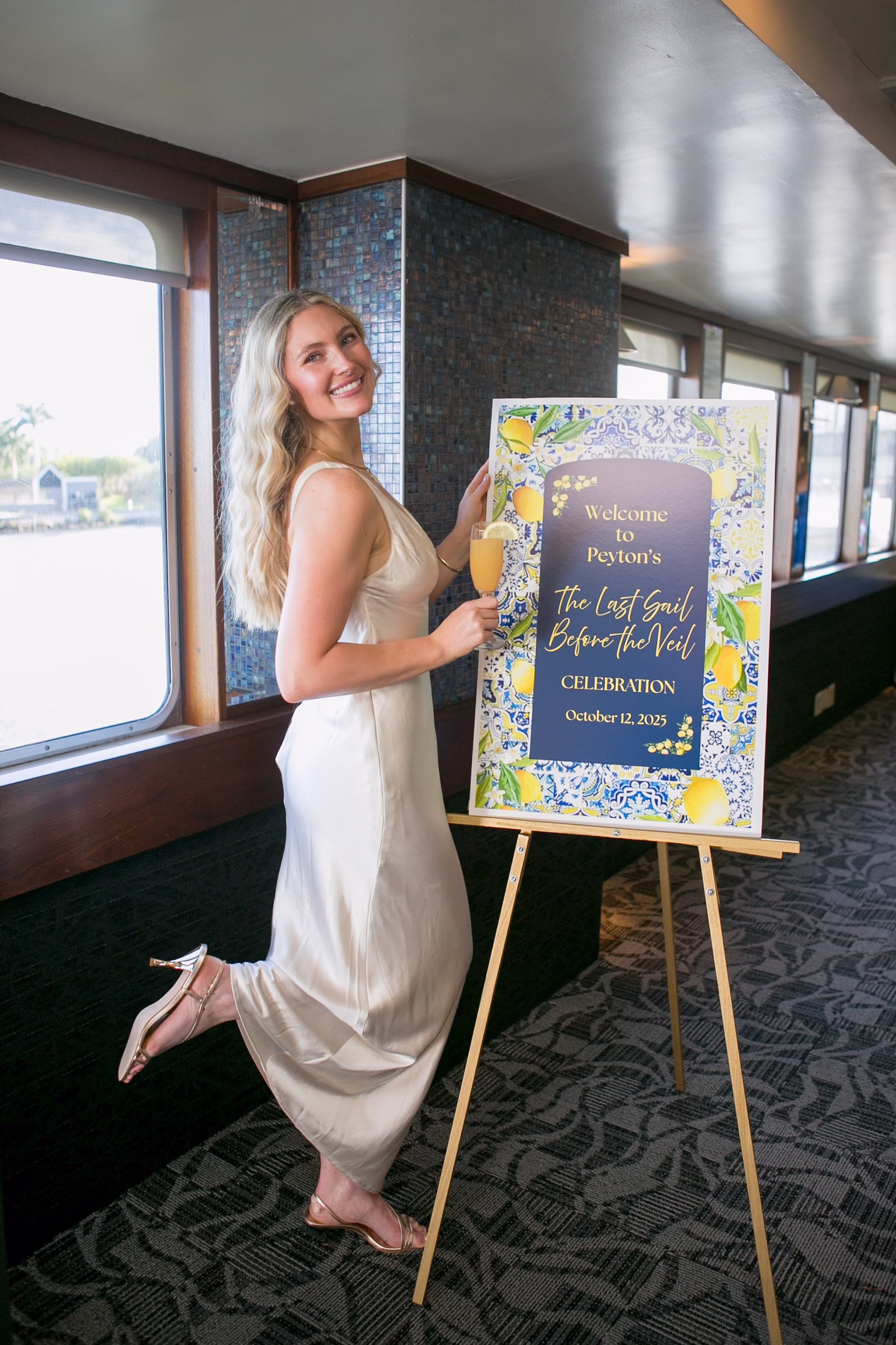 Blue and Yellow Lemon Inspired Waterfront Florida Bridal Shower Wedding Decor Inspiration