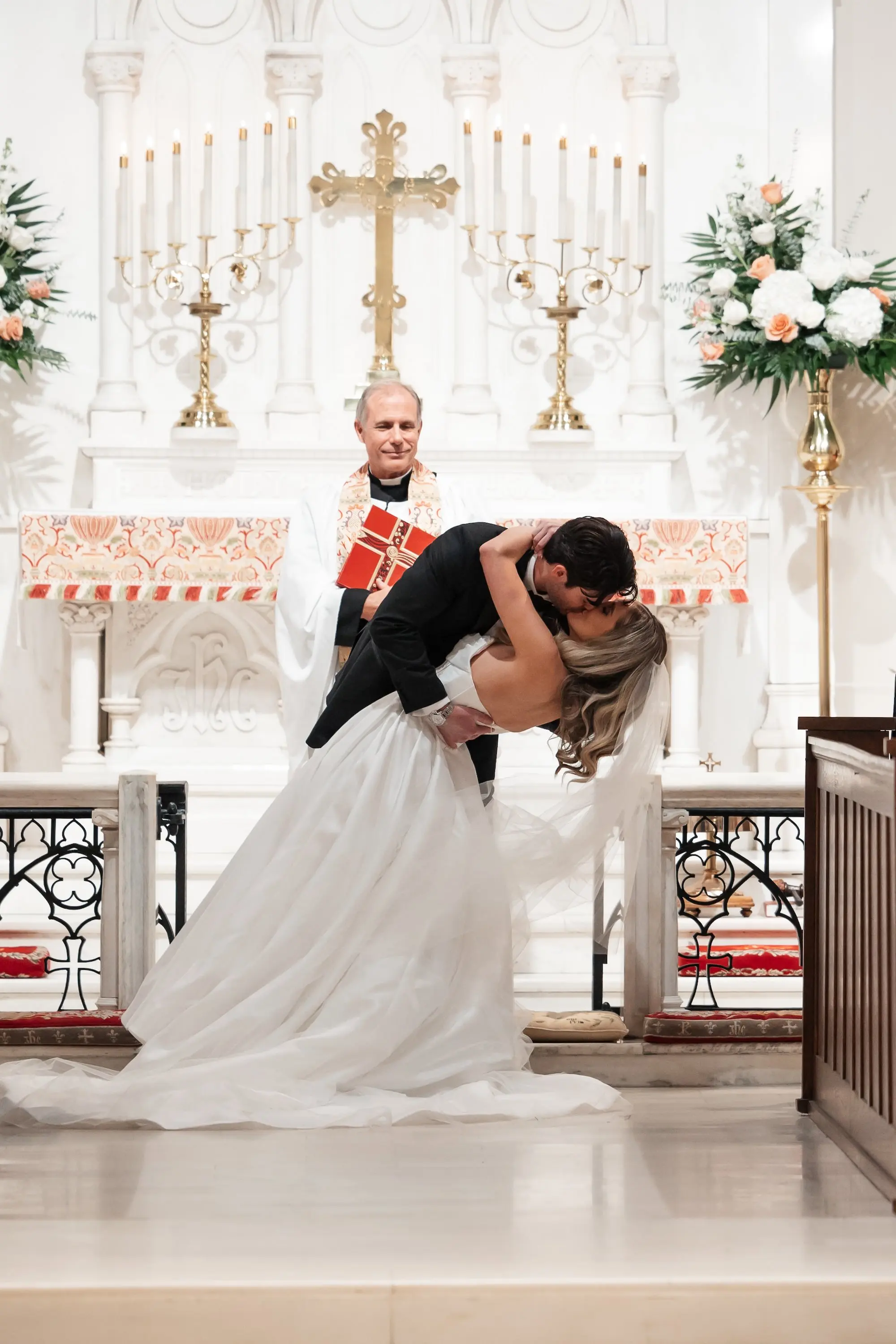 21Modern Black and White Wedding Inspiration - Timeless Black and White Downtown Tampa Wedding | The Vault Bride and Groom Just Married Wedding Ceremony Kiss Wedding Portrait | Tampa Church Wedding Venue St. Andrew's Episcopal Church