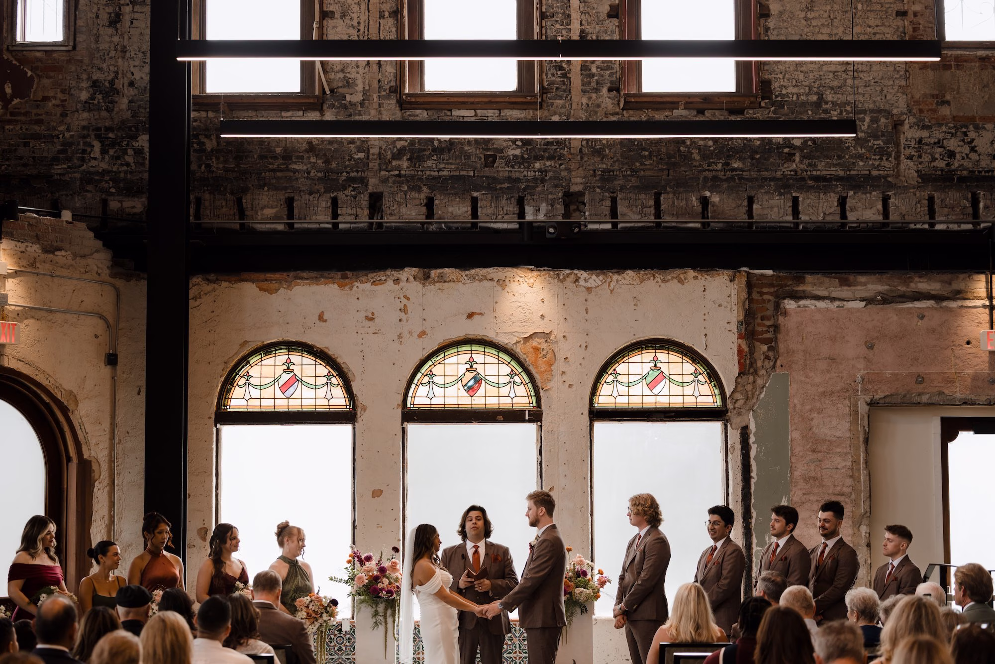 Bride and Groom Wedding Ceremony Vow Exchange Wedding Portrait | Romantic Industrial Historic Hotel Wedding Ceremony Venue Ideas | Tampa Bay Photographer Evoke Photo and Film | Ybor City Historic Venue Hotel Haya
