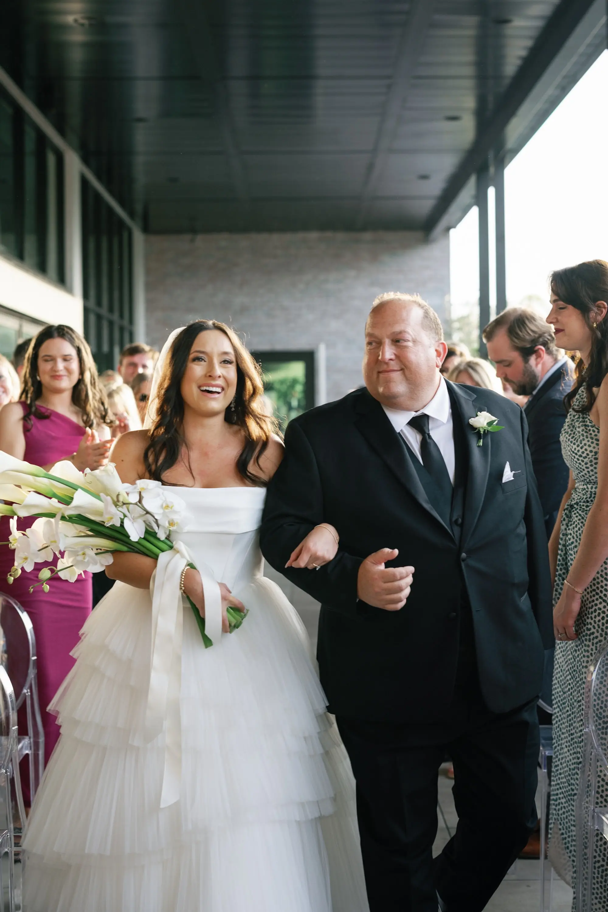 24Modern Classic Black and White Wedding Inspiration - Modern, Black and White Tampa Wedding | Hyde House Public Studio Bride and Father Walking Down Wedding Aisle