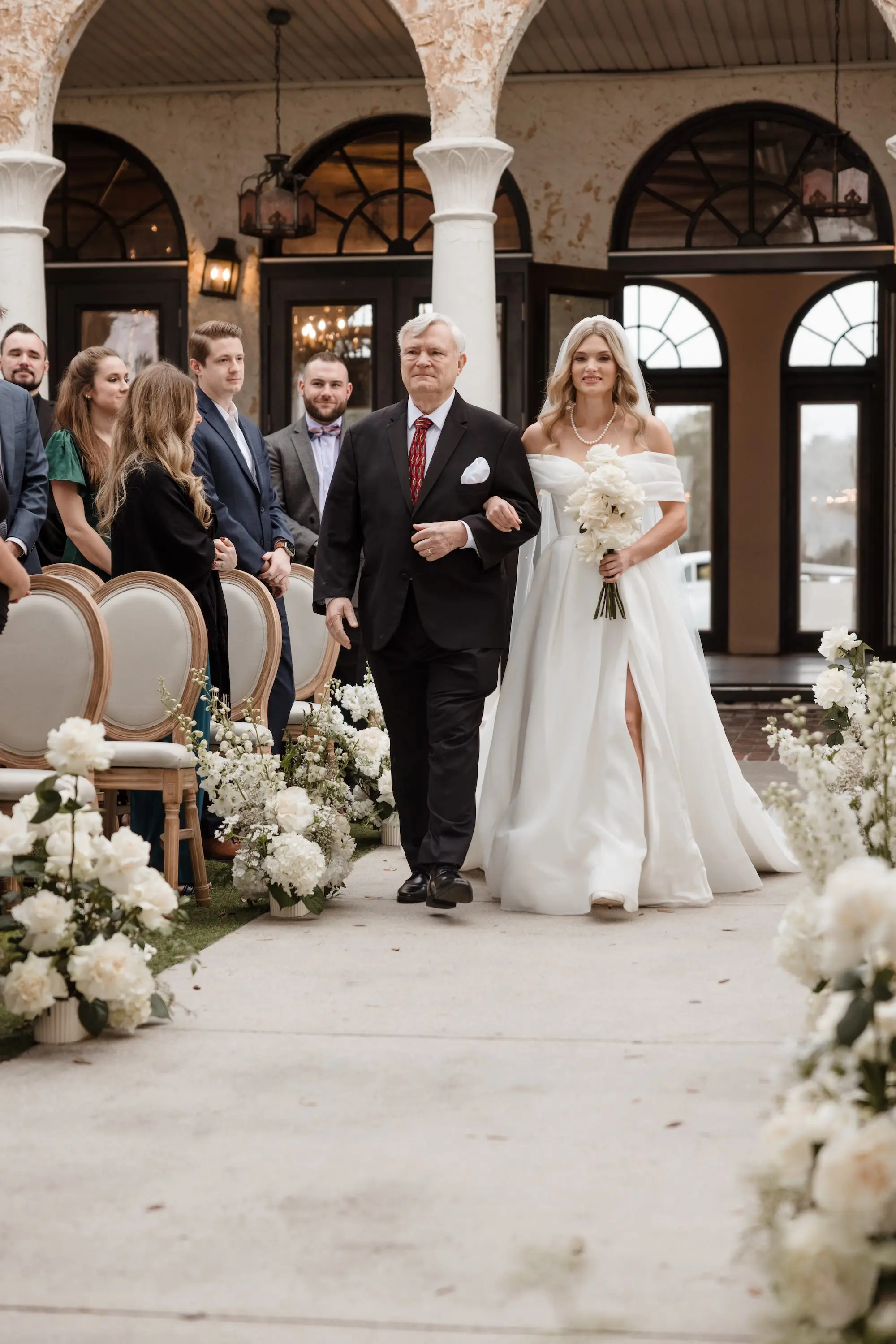 27Timeless Vintage Champagne Wedding Inspiration Evoke Photo and Film - Elegant, Neutral Central Florida Wedding | Bella Cosa Bride and Father Walking Down Wedding Aisle