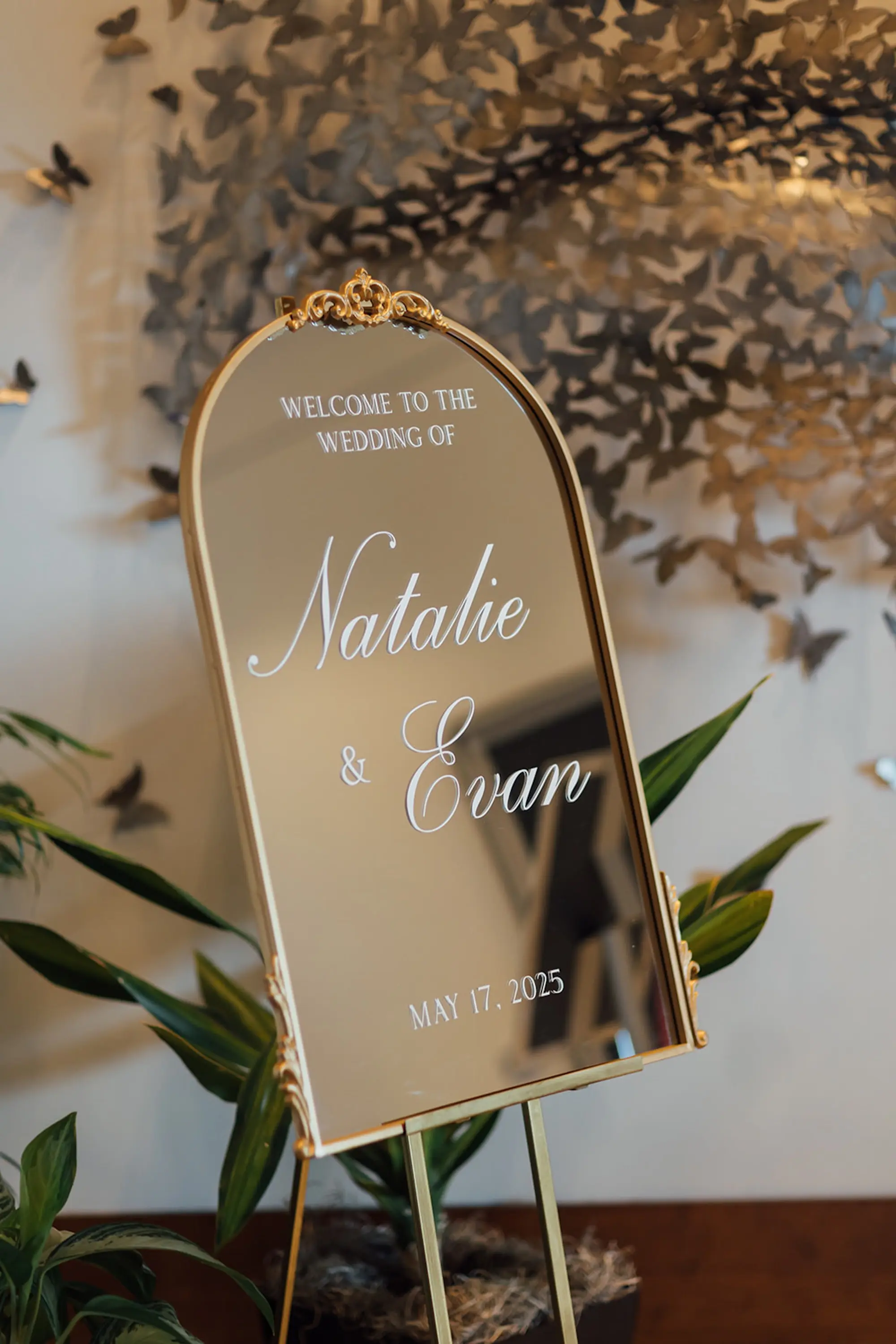 Coastal Peach and Blue Wedding Reception Welcome Sign Decor Inspiration